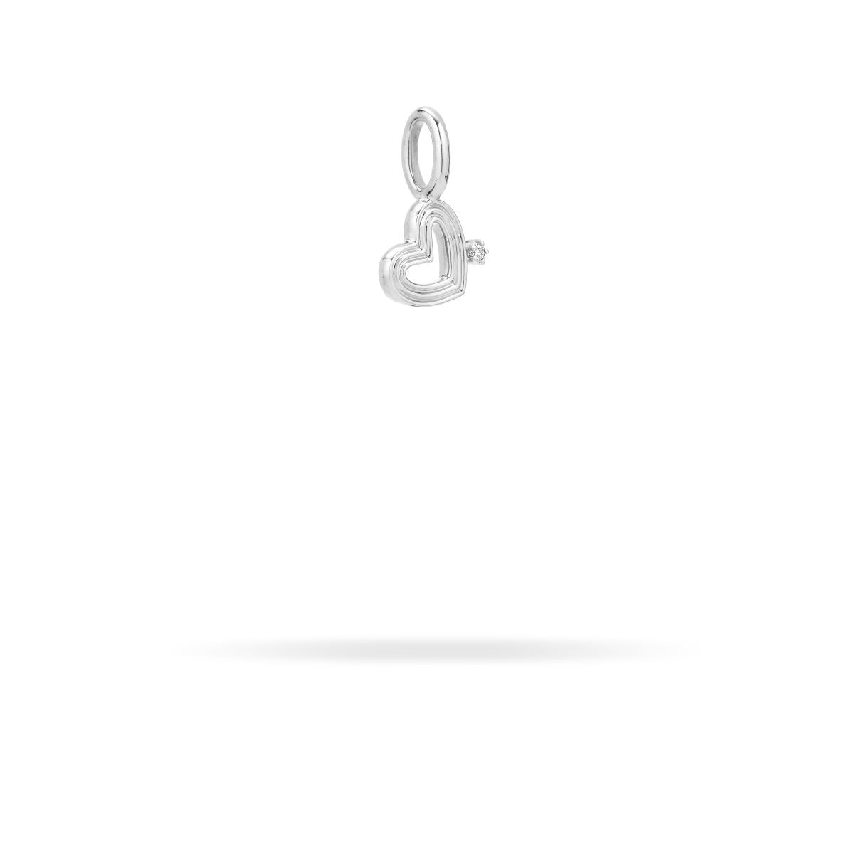 Groovy Diamond Heart Mini Charm in Sterling Silver