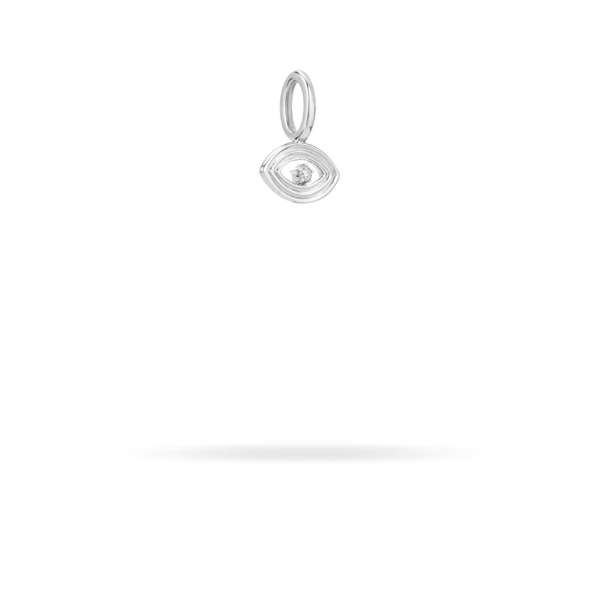 Groovy Diamond Evil Eye Mini Charm in Sterling Silver