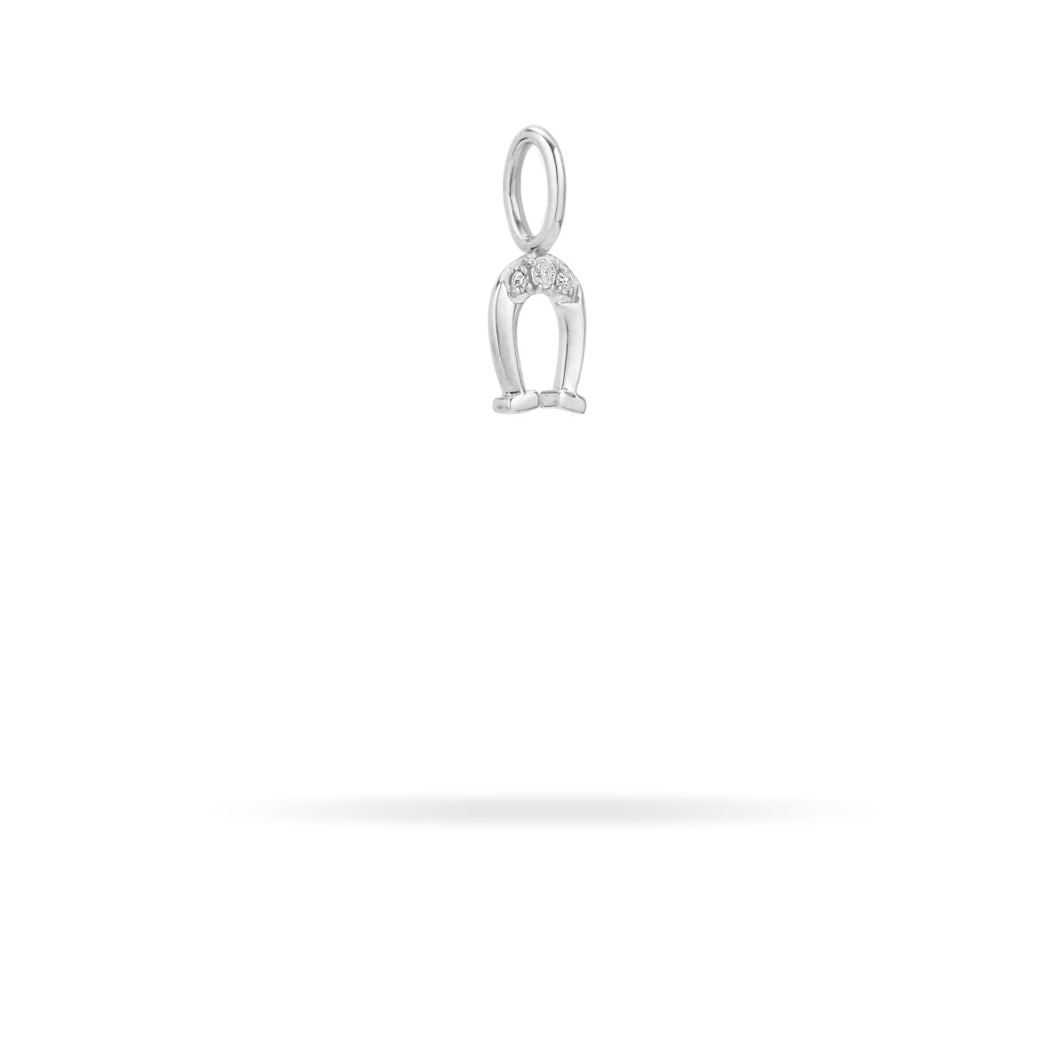 Diamond Horseshoe Mini Charm in Sterling Silver