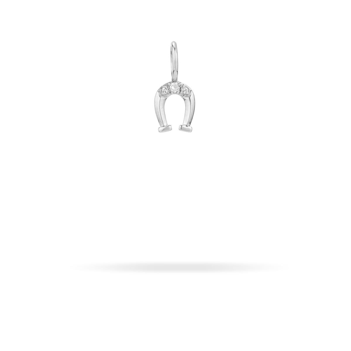 Diamond Horseshoe Mini Charm in Sterling Silver