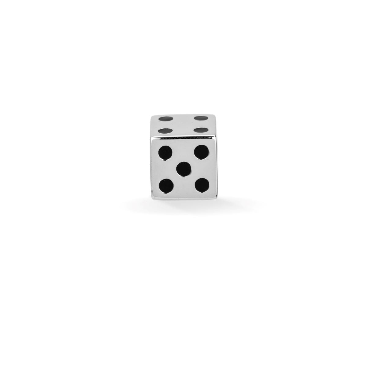 Silver Enamel Dice Big Bead in Sterling Silver