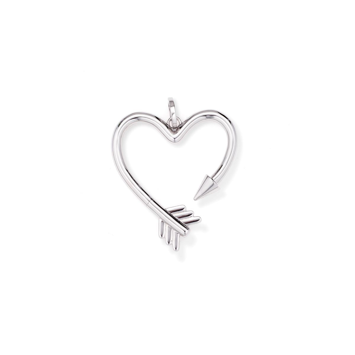 Arrow Heart Hinged Charm in Sterling Silver for Big Beads