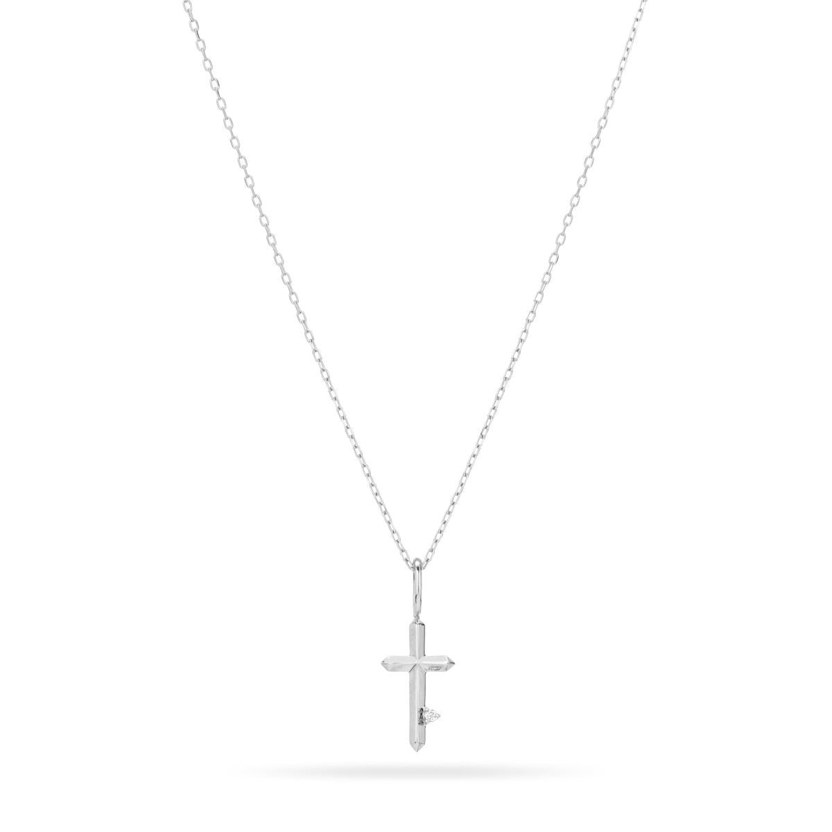 Diamond Cross Mini Charm in Sterling Silver
