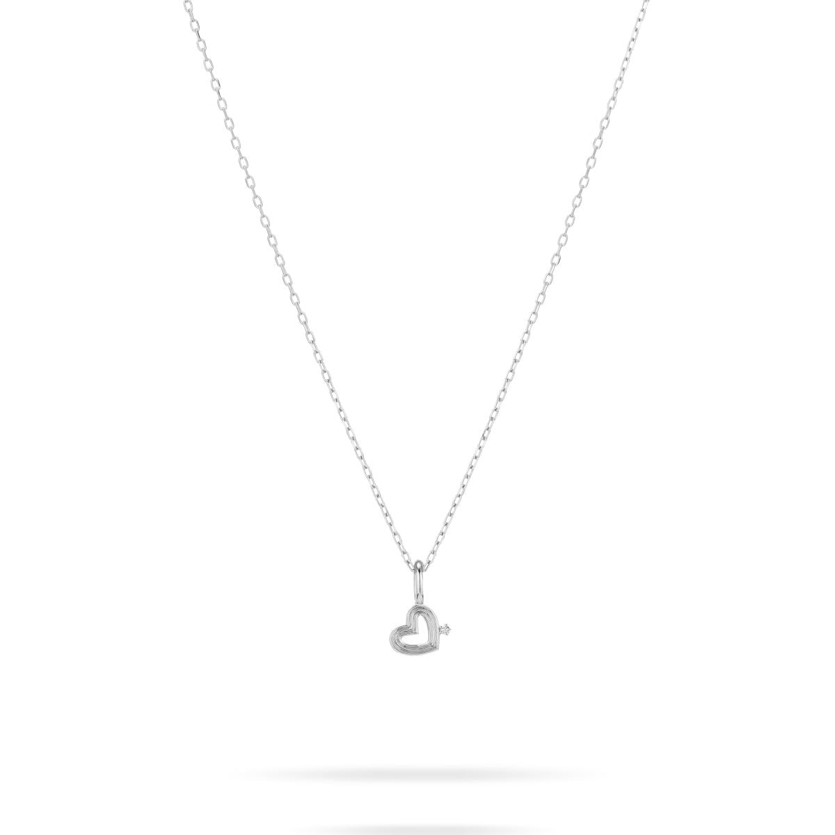 Groovy Diamond Heart Mini Charm in Sterling Silver