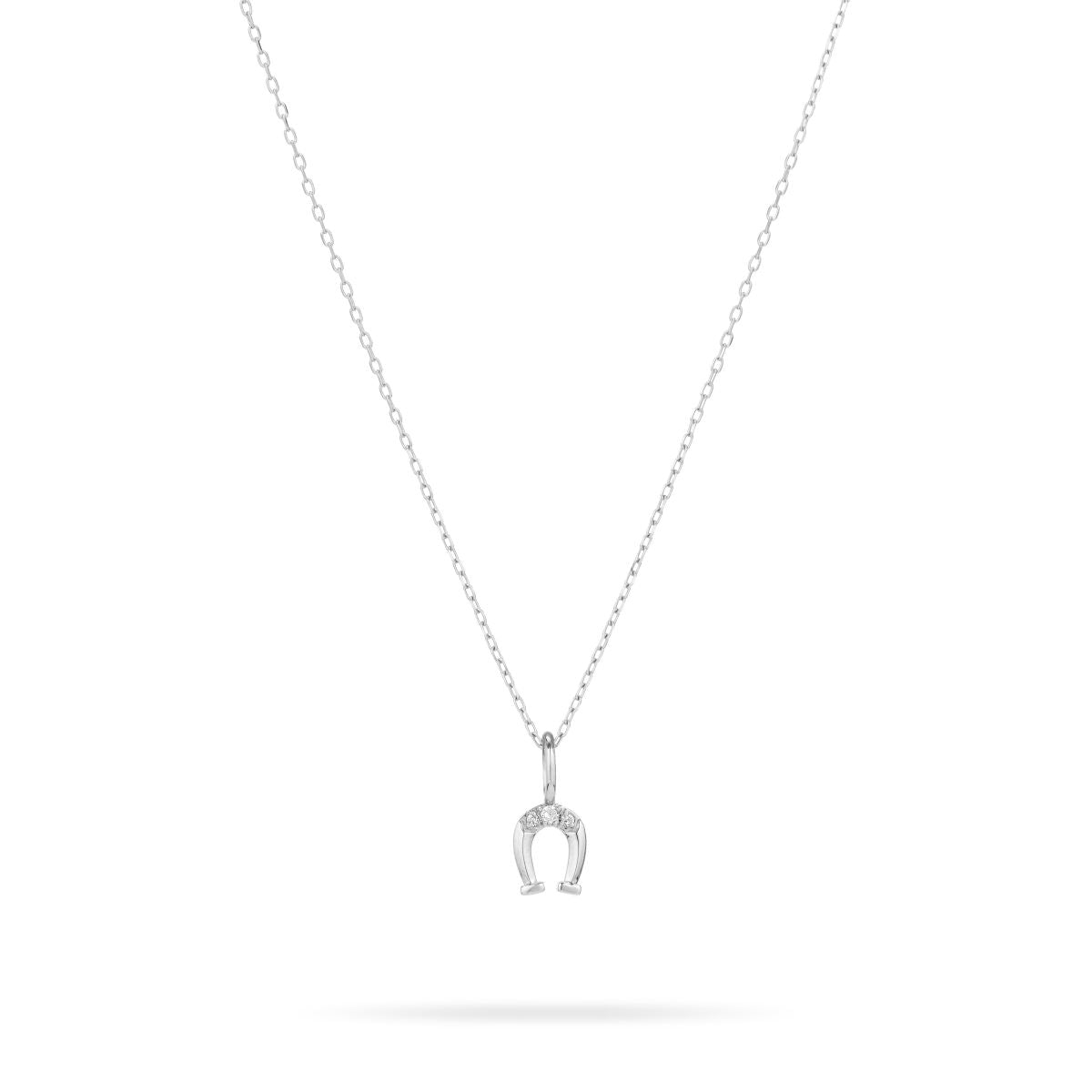 Diamond Horseshoe Mini Charm in Sterling Silver