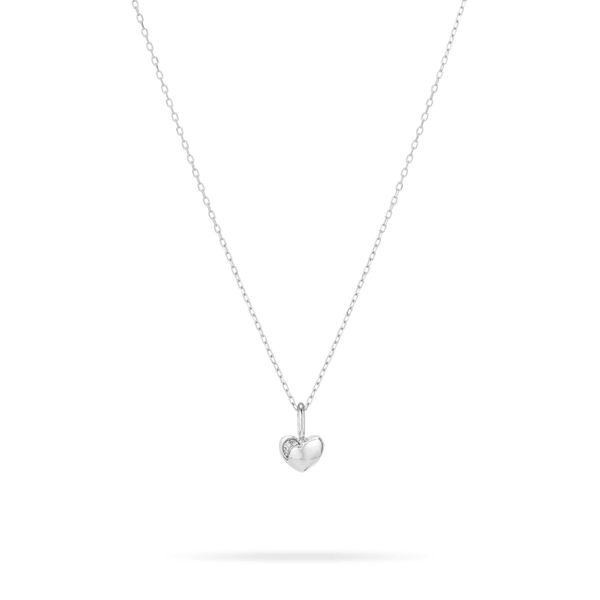 Diamond Puffy Heart Mini Charm in Sterling Silver