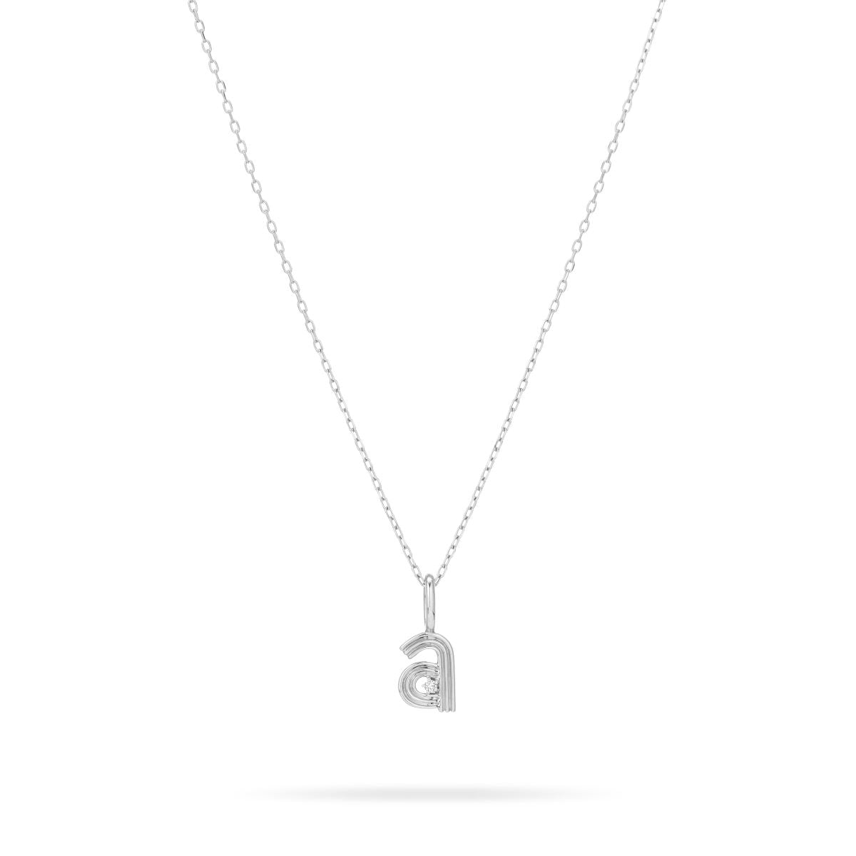 Groovy Diamond Initial Mini Charm in Sterling Silver