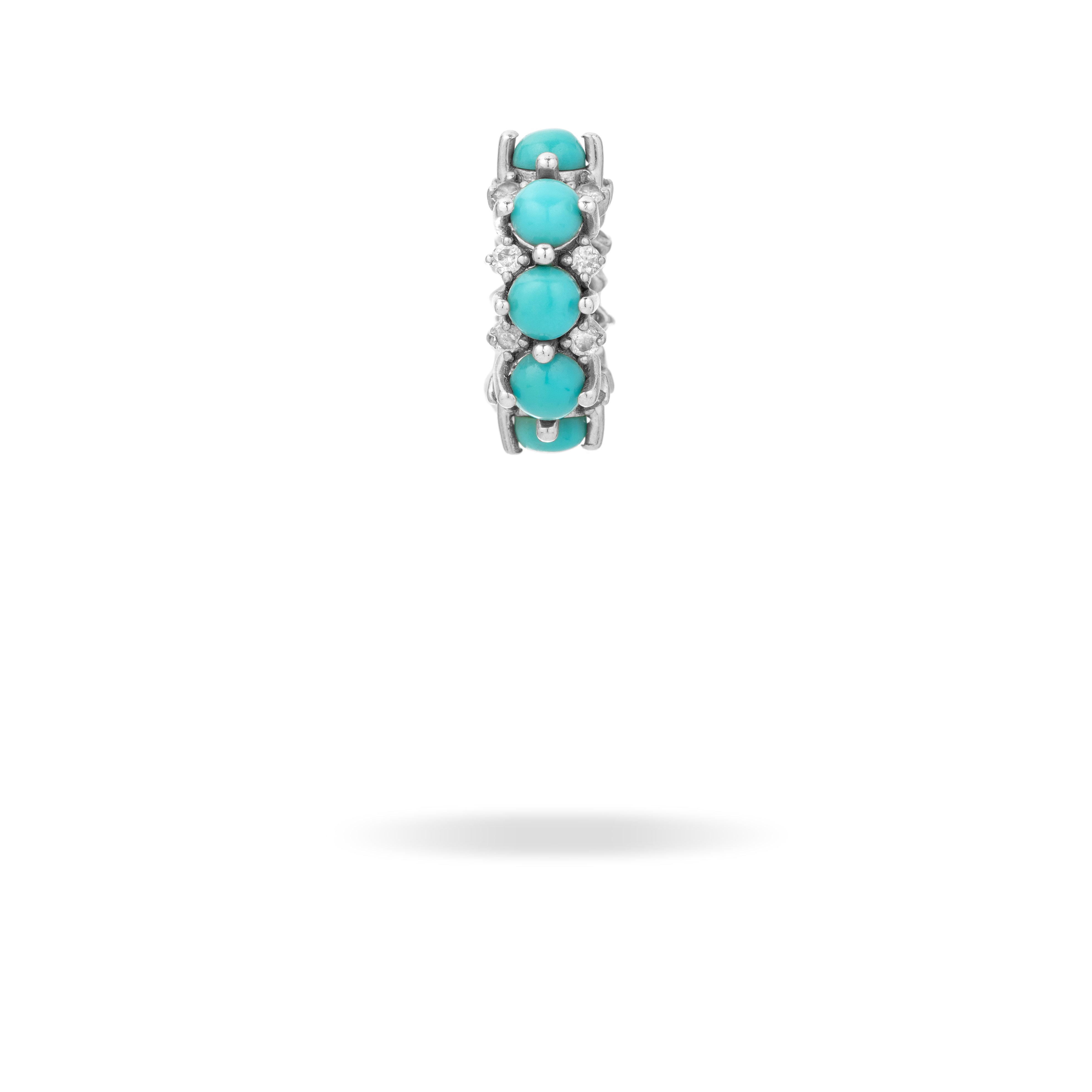 Turquoise + Diamond Rounds Big Bead in Sterling Silver