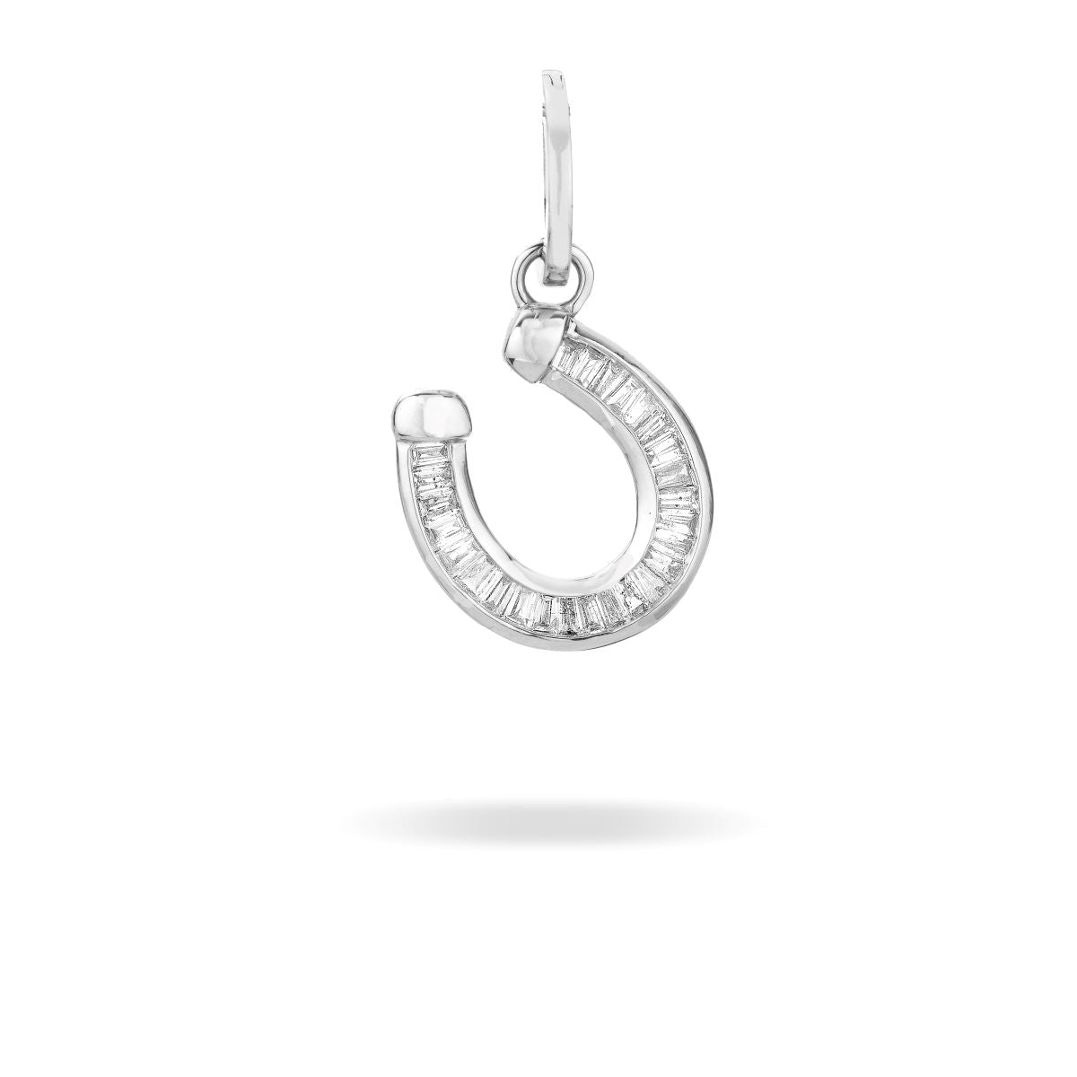 Baguette Horseshoe Hinged Charm in Sterling Silver