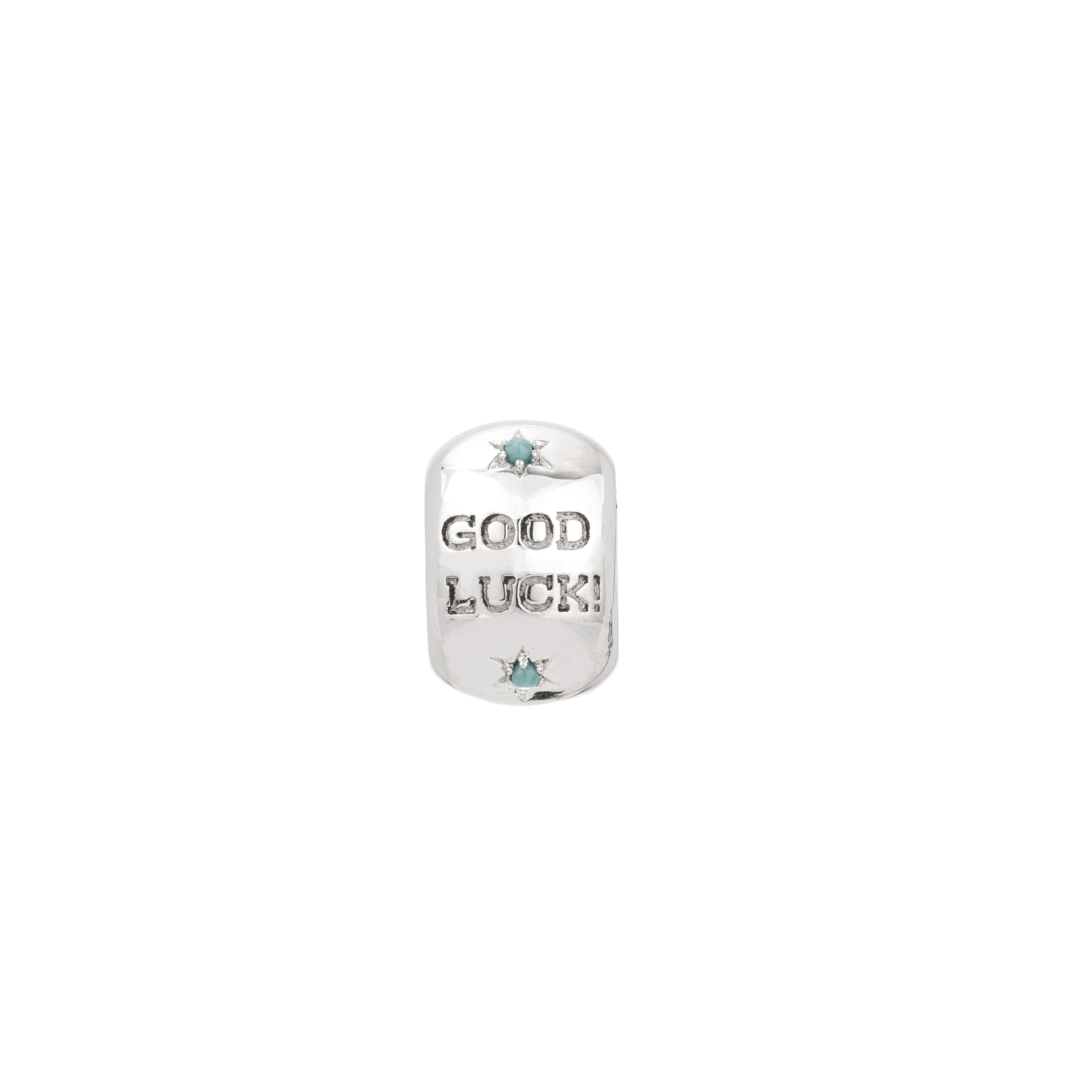 Baguette + Turquoise Horseshoe Lucky Big Bead in Sterling Silver