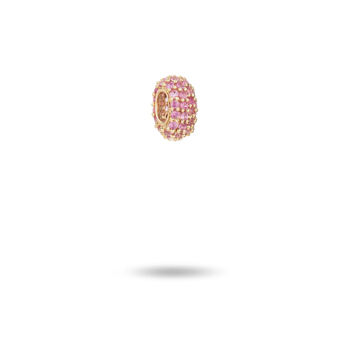 Wide Pavé Pink Sapphire Mini Bead