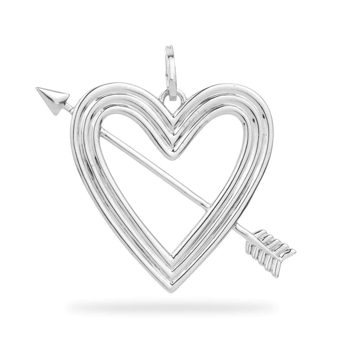 Groovy XL Heart + Arrow Hinged Charm in Sterling Silver