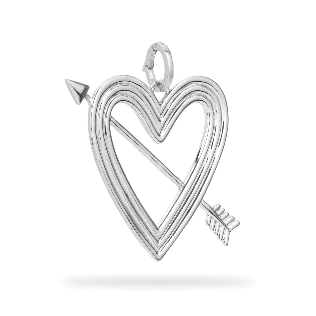 Groovy XL Heart + Arrow Hinged Charm in Sterling Silver
