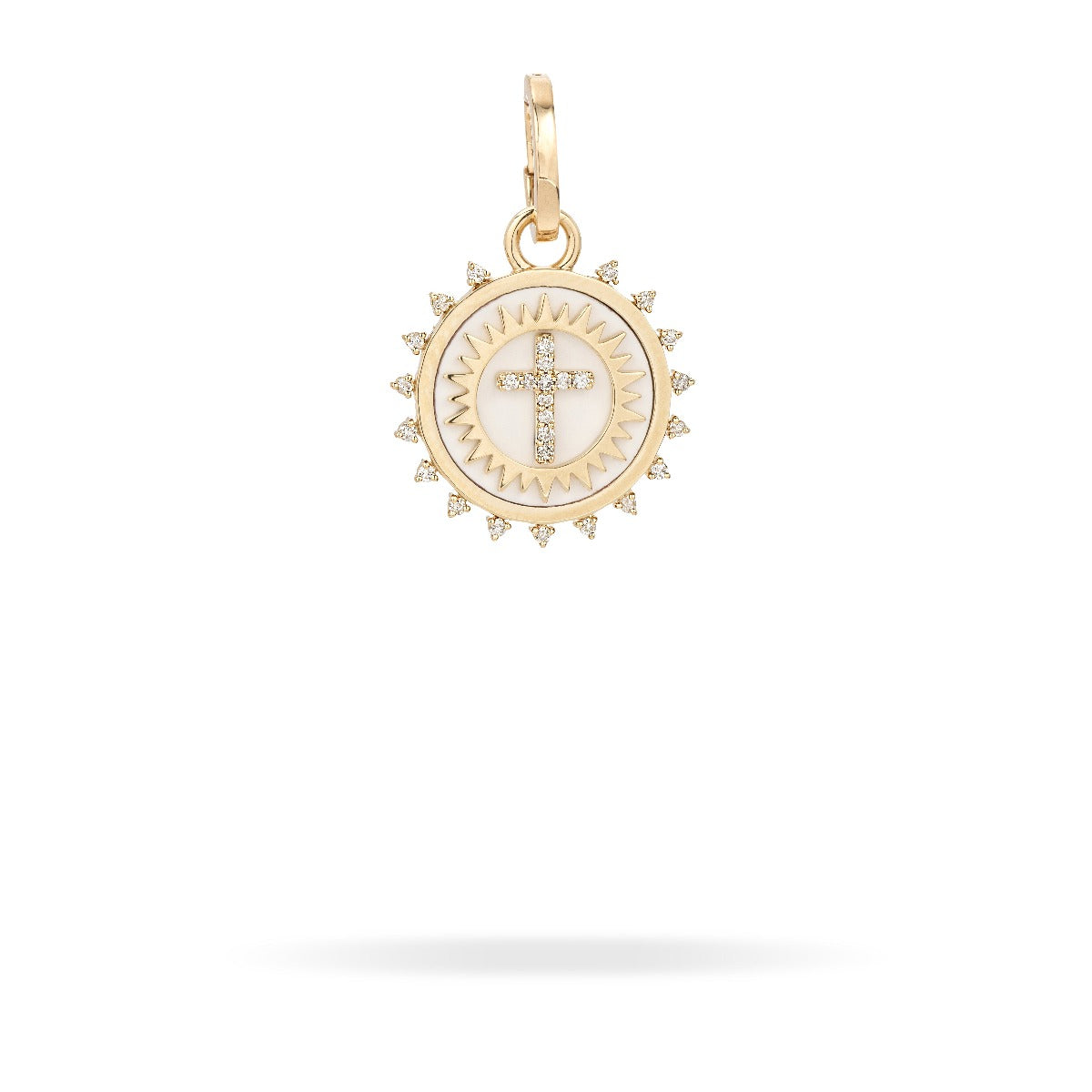 Ceramic + Pavé Cross Hinged Charm