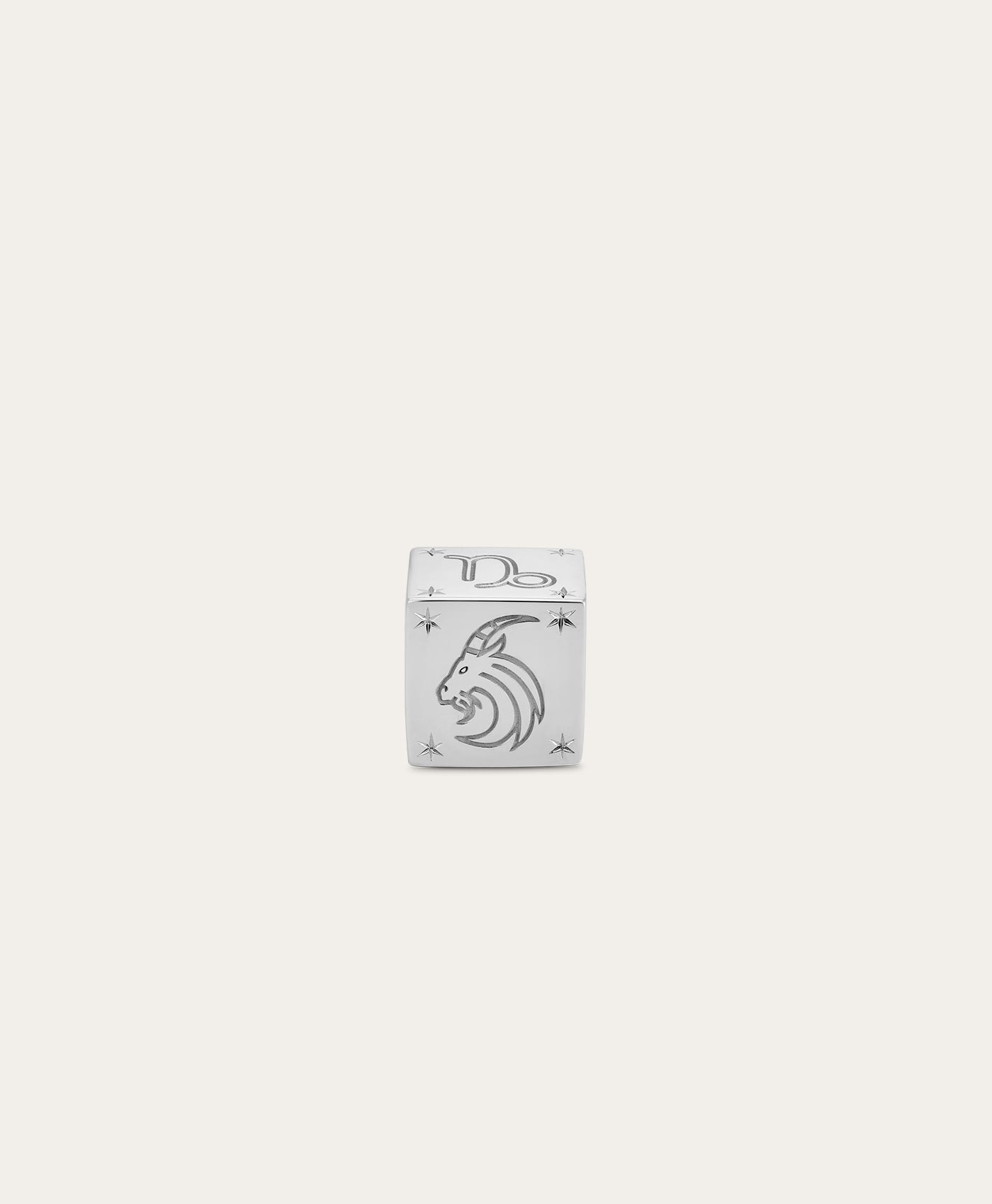 Zodiac Capricorn Block Big Bead in Sterling Silver