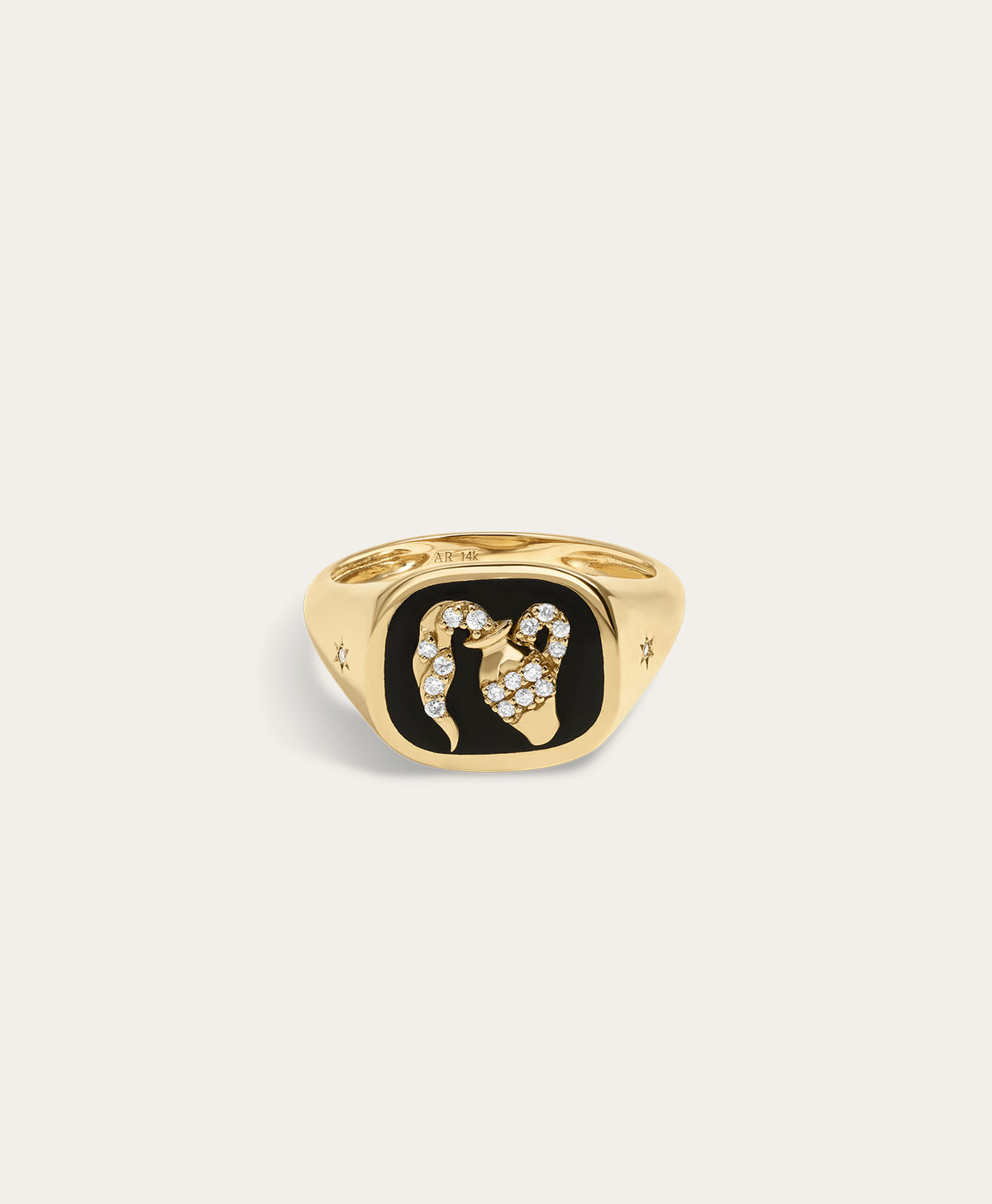 Zodiac Ceramic + Diamond Aquarius Signet Ring