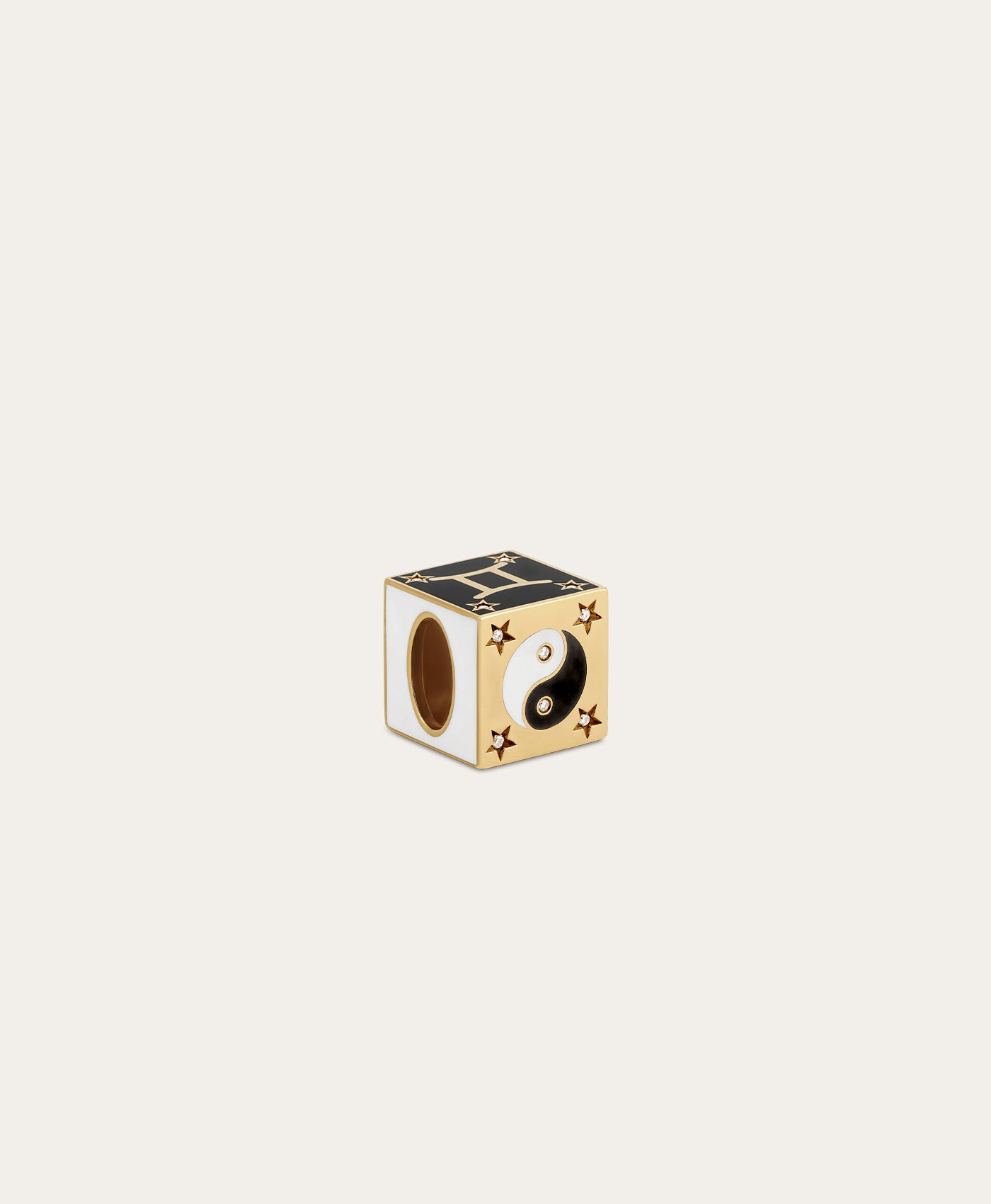 Zodiac Ceramic + Diamond Gemini Block Big Bead