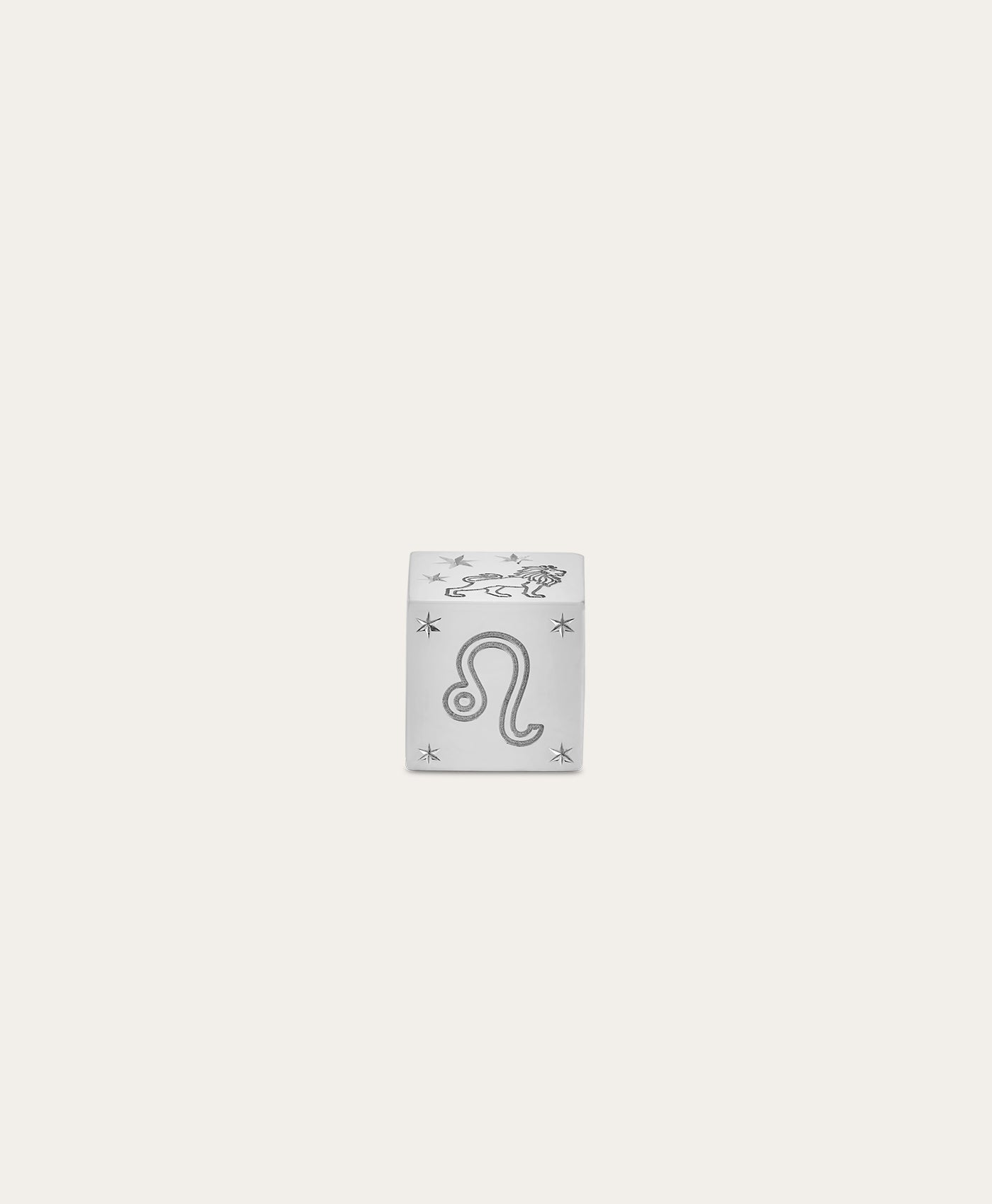 Zodiac Leo Block Big Bead in Sterling Silver