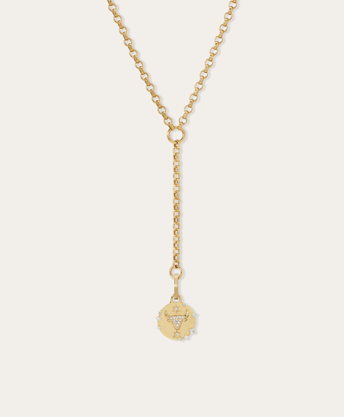 Zodiac Rolo Lariat Necklace in 14k Gold | Adina Reyter
