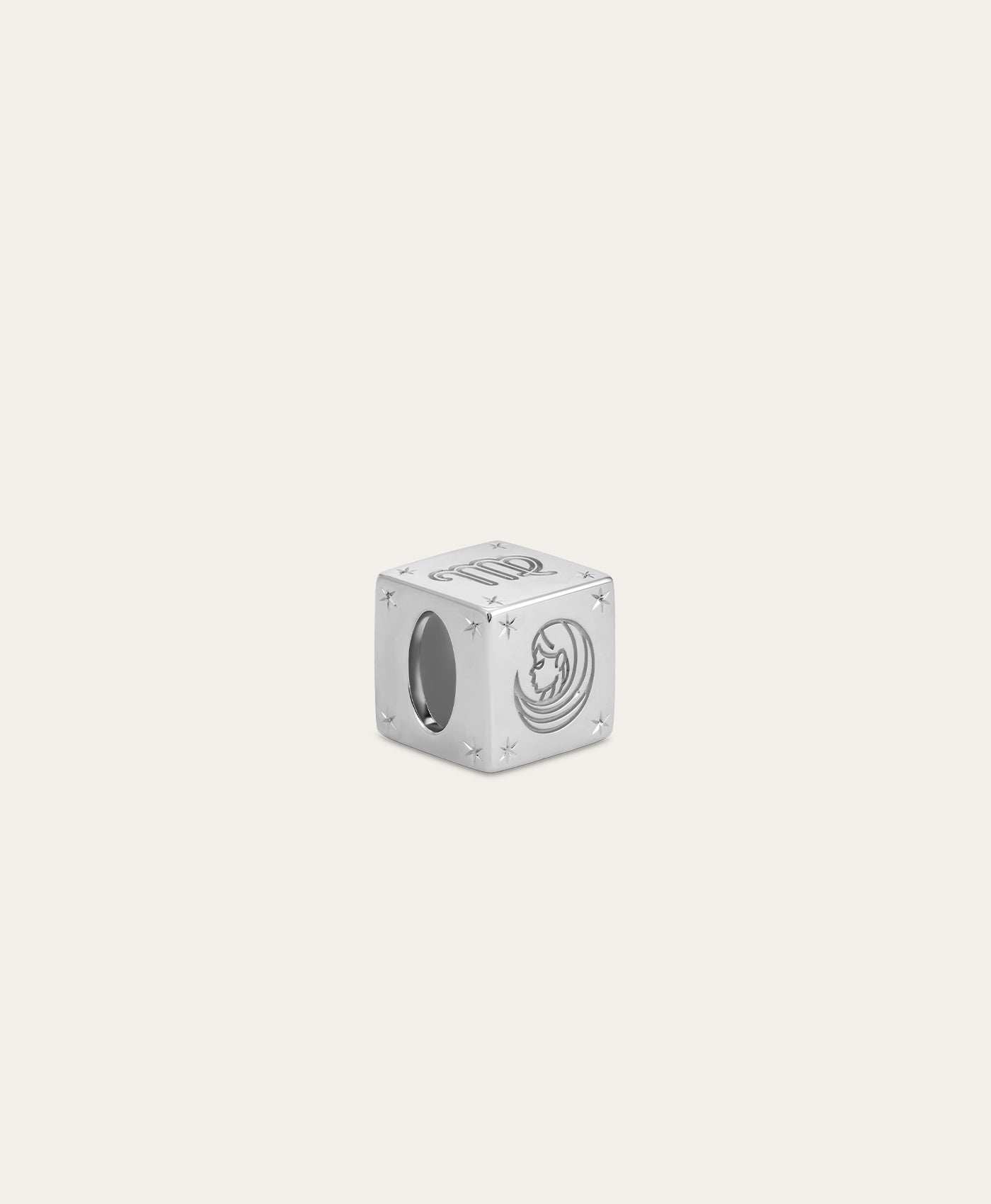 Zodiac Virgo Block Big Bead in Sterling Silver