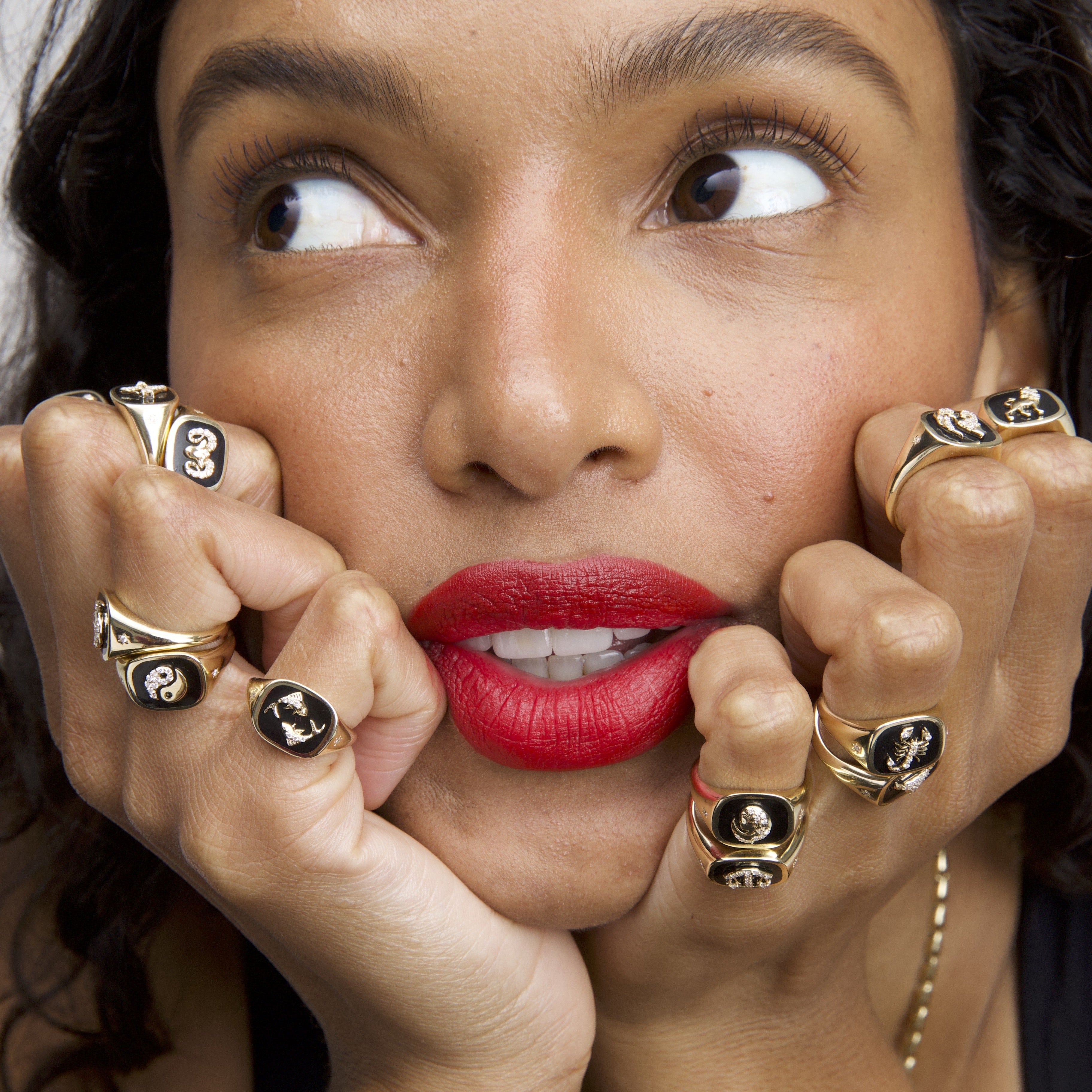 Zodiac Ceramic + Diamond Libra Signet Ring