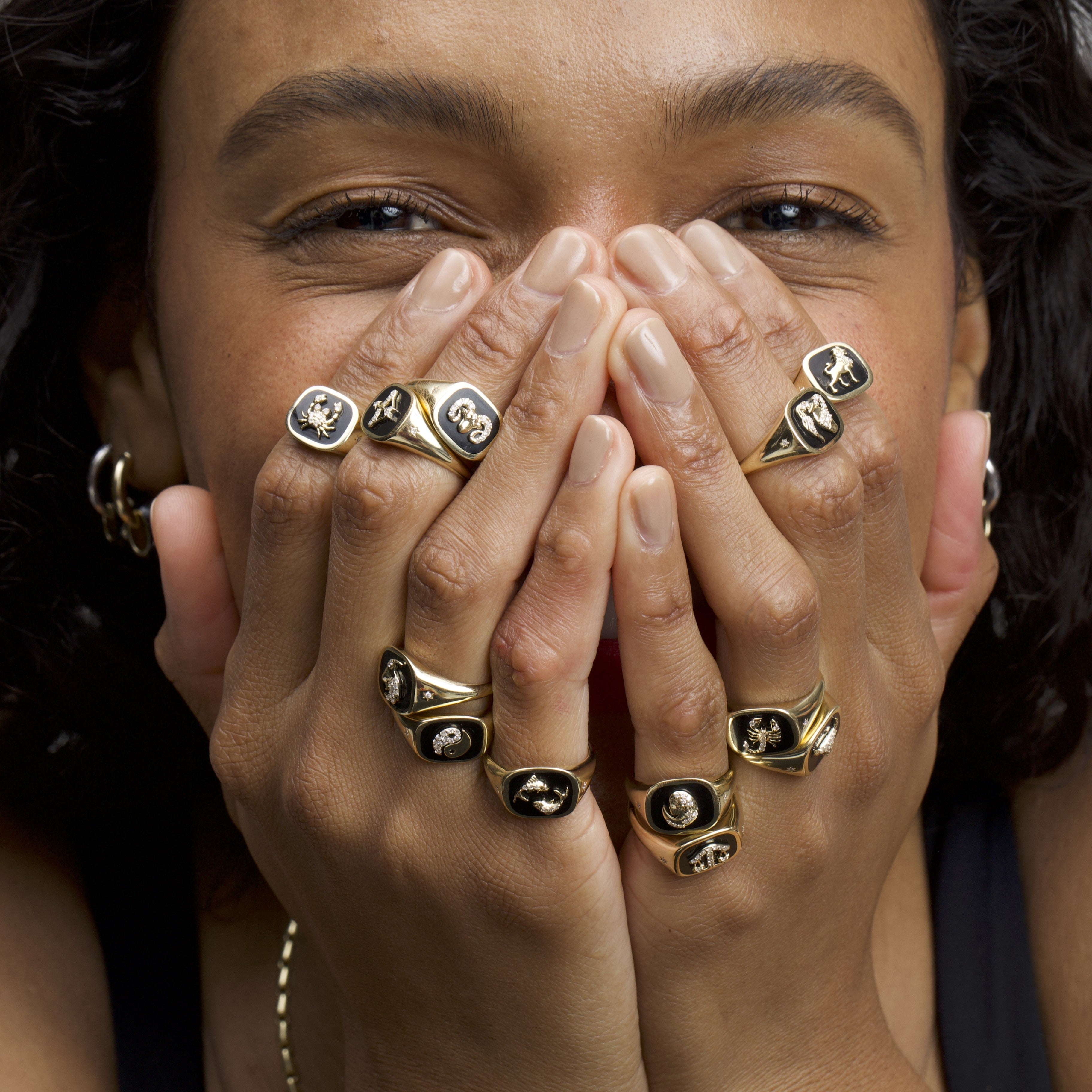 Zodiac Ceramic + Diamond Sagittarius Signet Ring