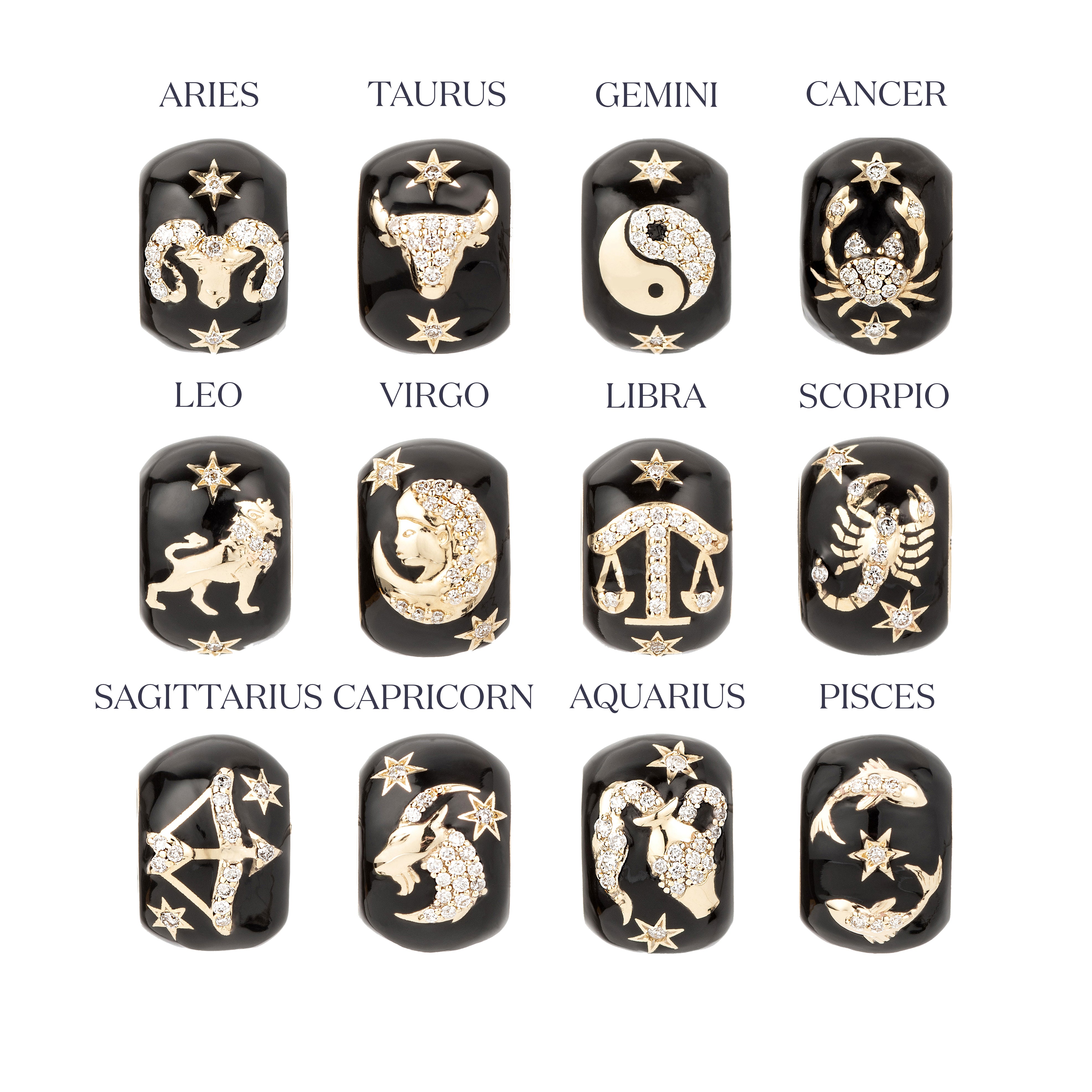 Zodiac Ceramic & Diamond Big Bead Necklace