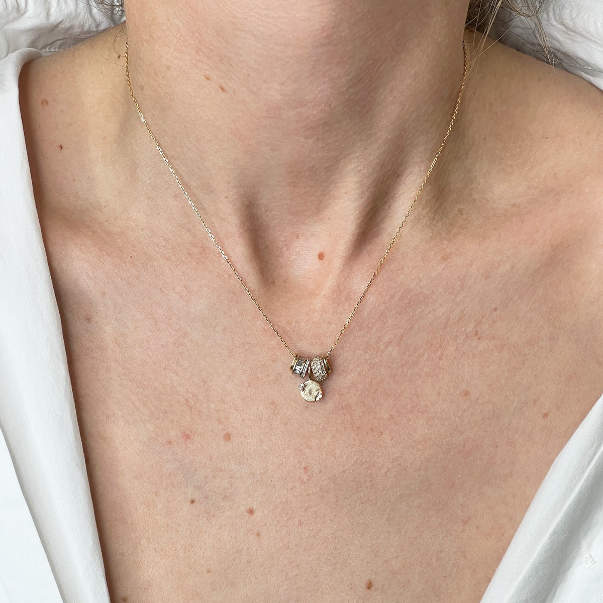 Diamond Round Dog Tag Mini Charm