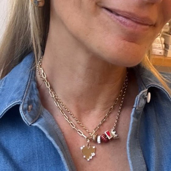 Diamond Heart Dog Tag Hinged Charm - Lab Grown