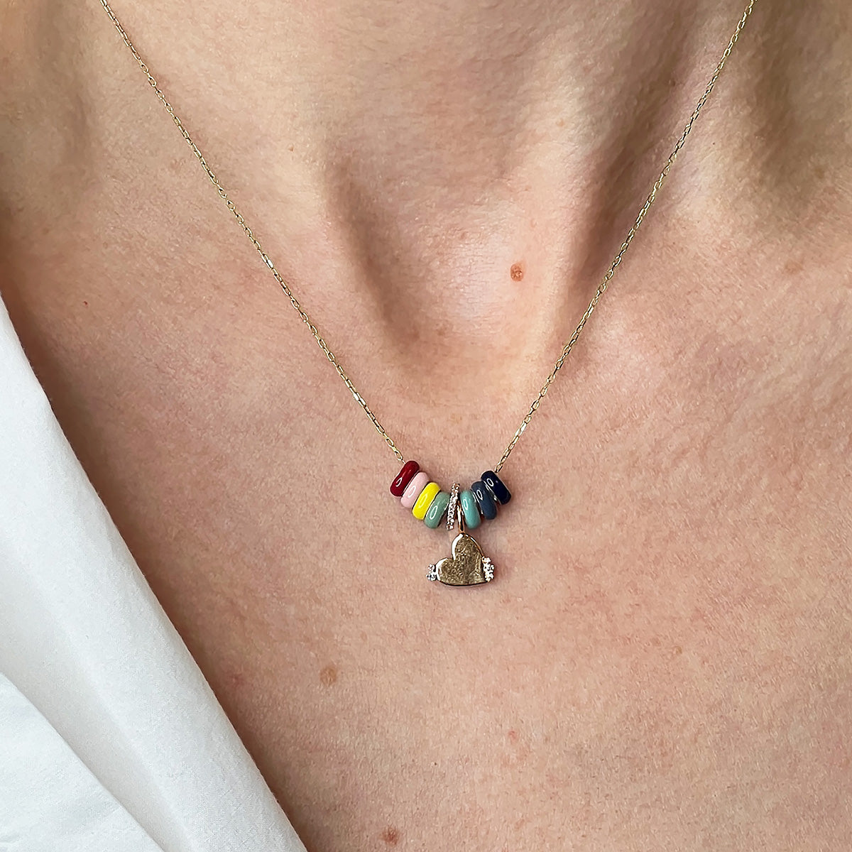 Diamond Heart Dog Tag Mini Charm