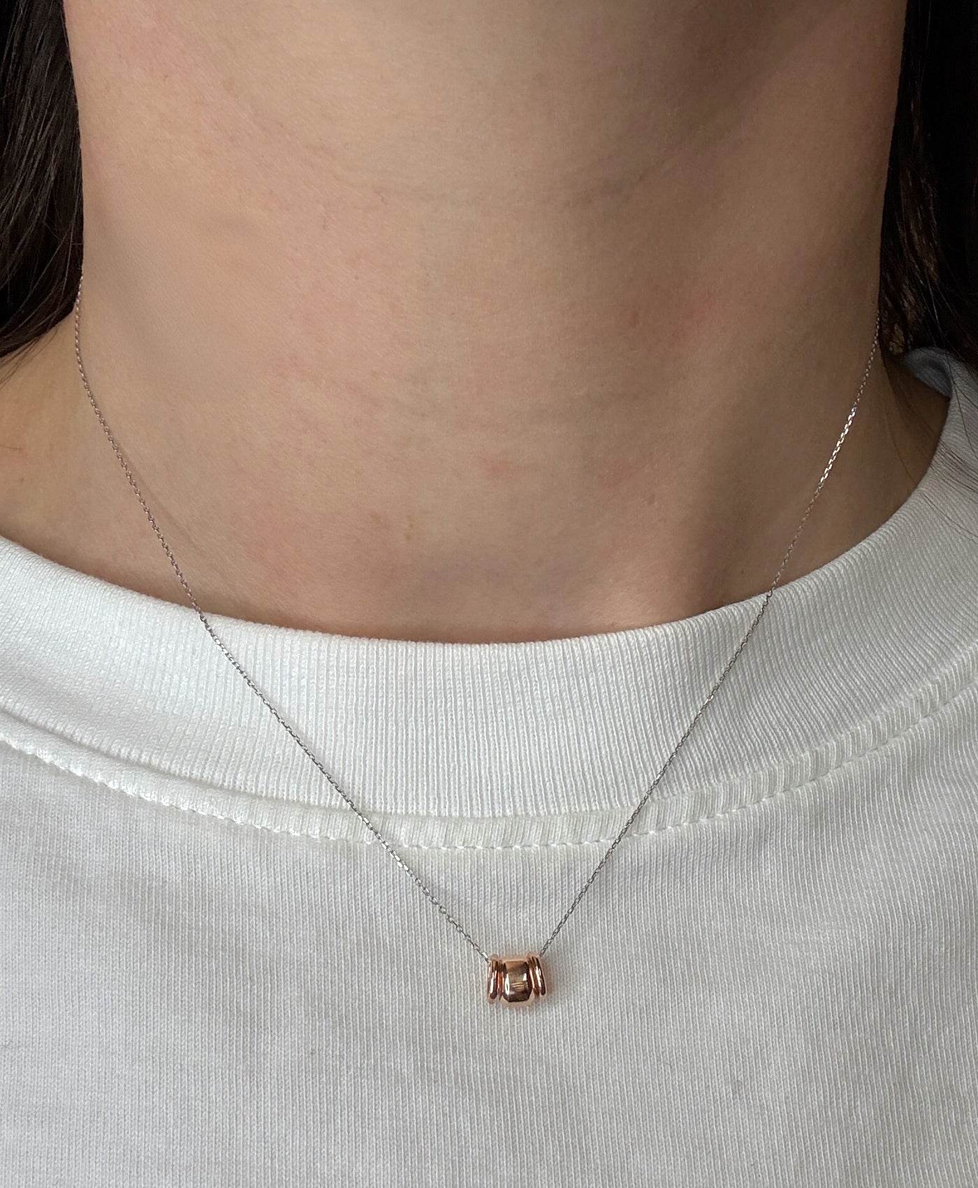 One of a Kind Rose Glow Enamel Mini Bead Necklace