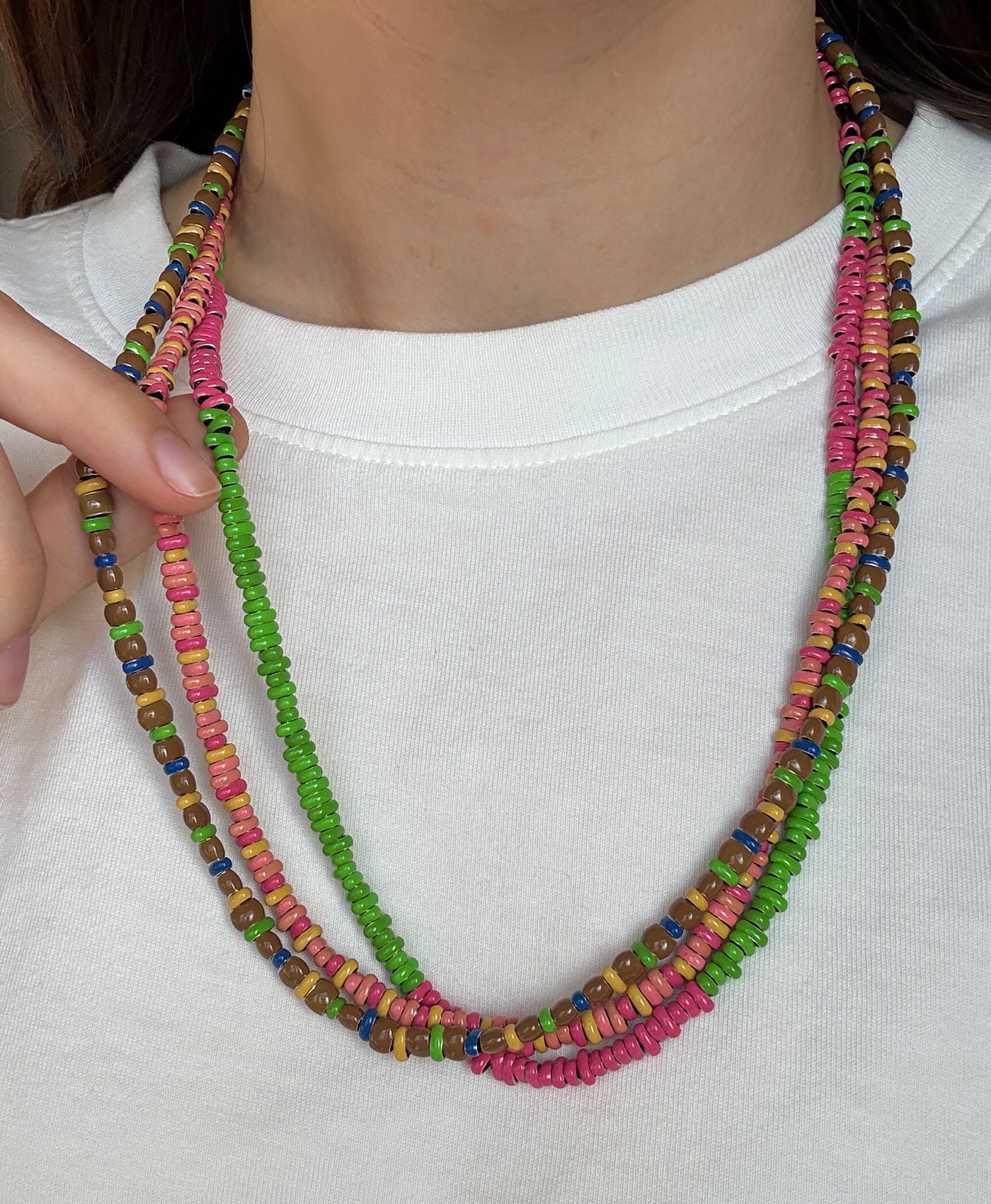 One of a Kind Berry Full Enamel Mini Bead Necklace