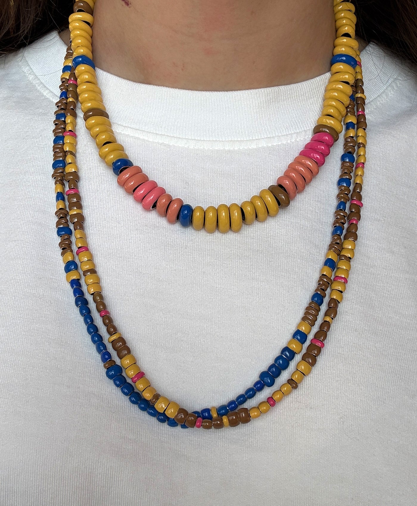 One of a Kind Sunset Full Enamel Mini Bead Necklace