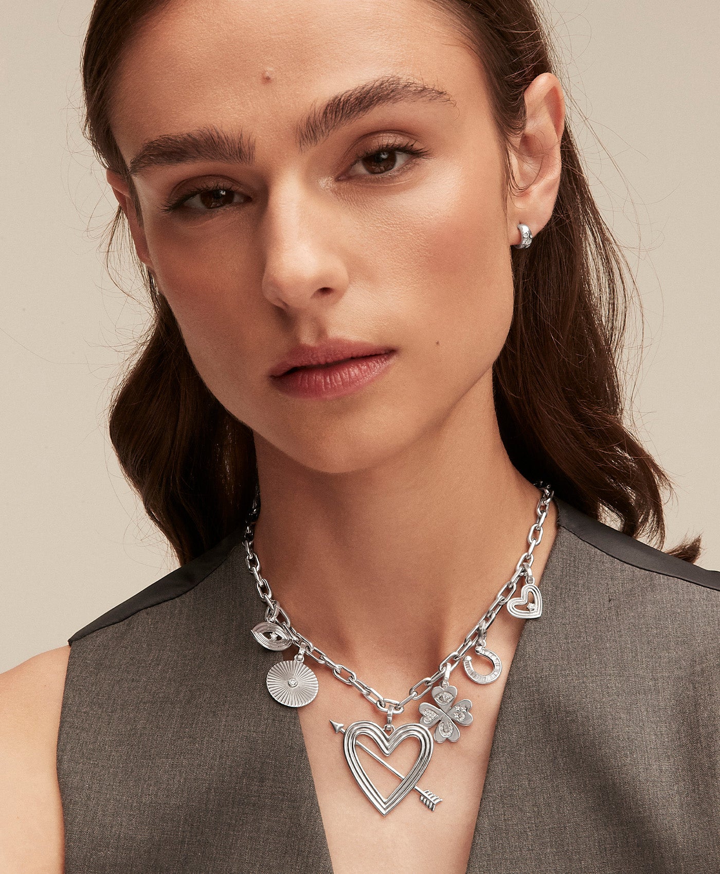 Good Luck Diamond Clover Hinged Charm in Sterling Silver