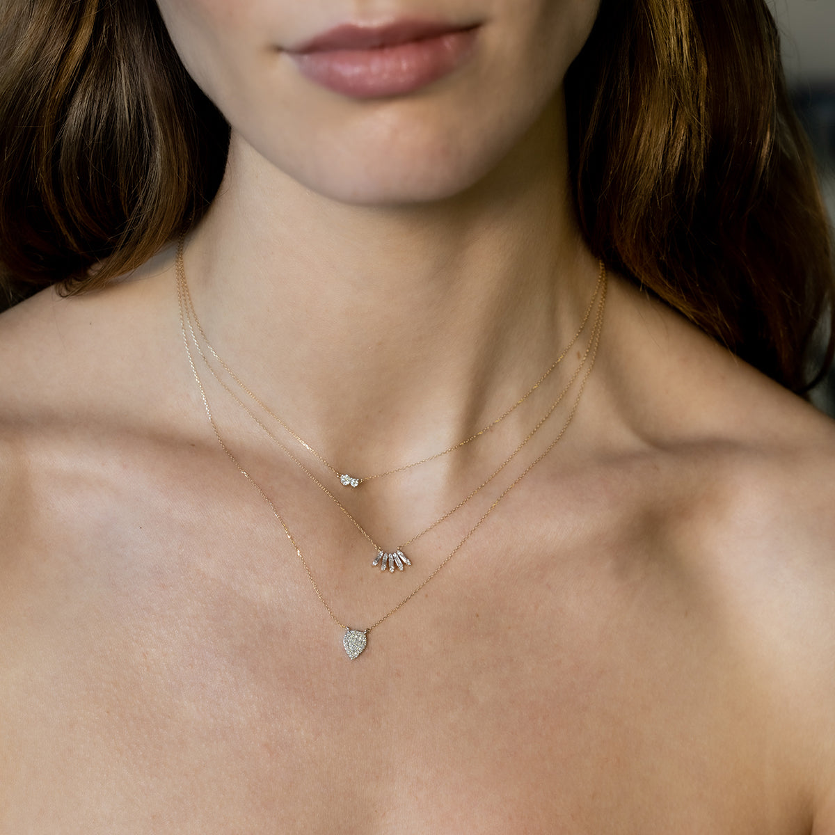 Solid Pavé Teardrop Necklace