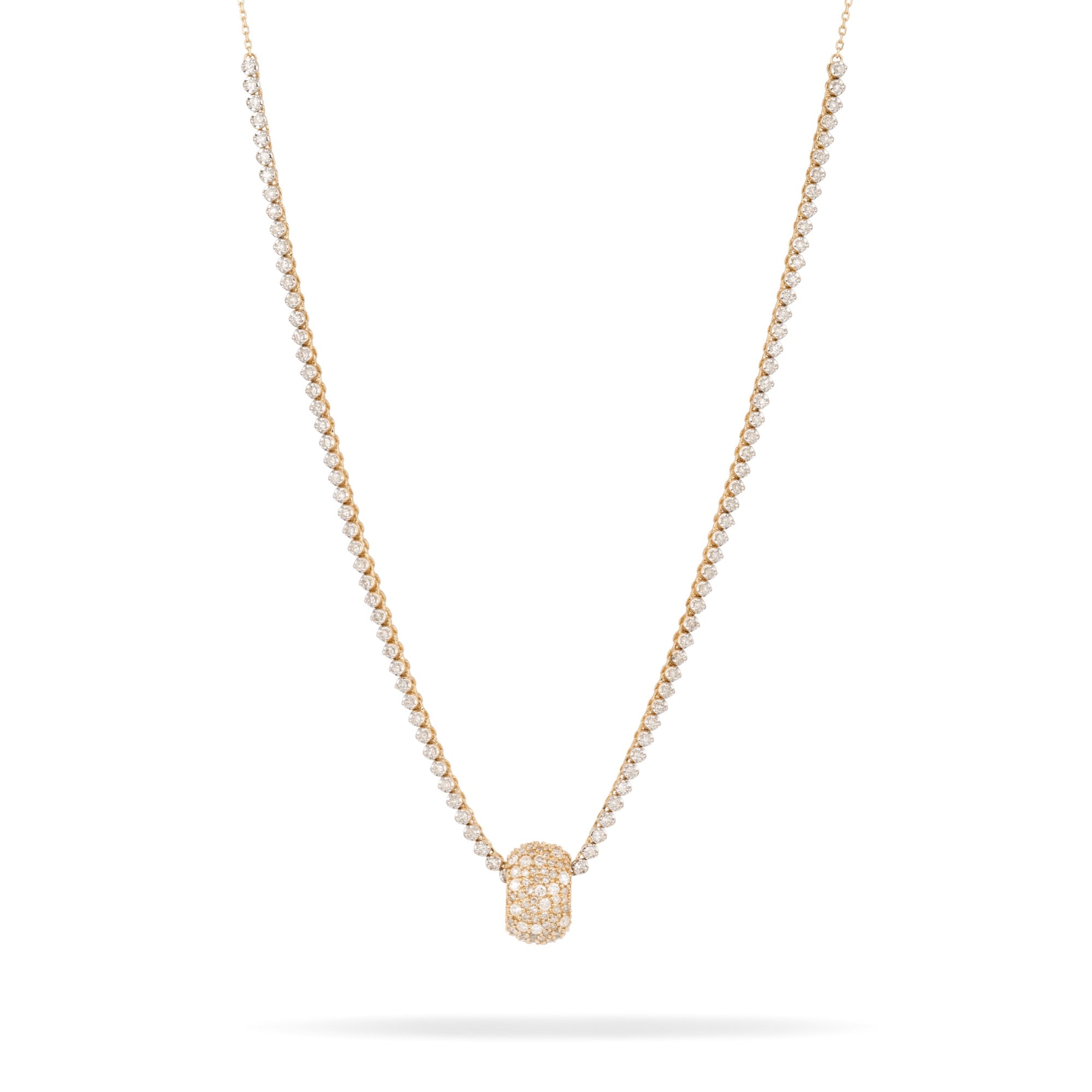 Pave Diamond Oversized Clasp Pendant Necklace White Gold