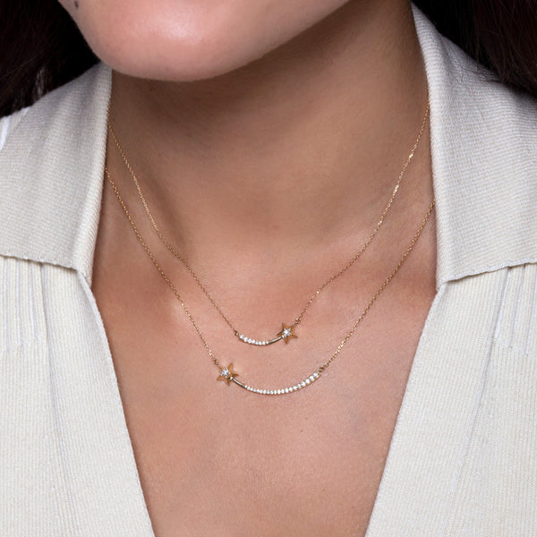 Graduated Pink Sapphire + Diamond Curve Necklace - Adina Reyter