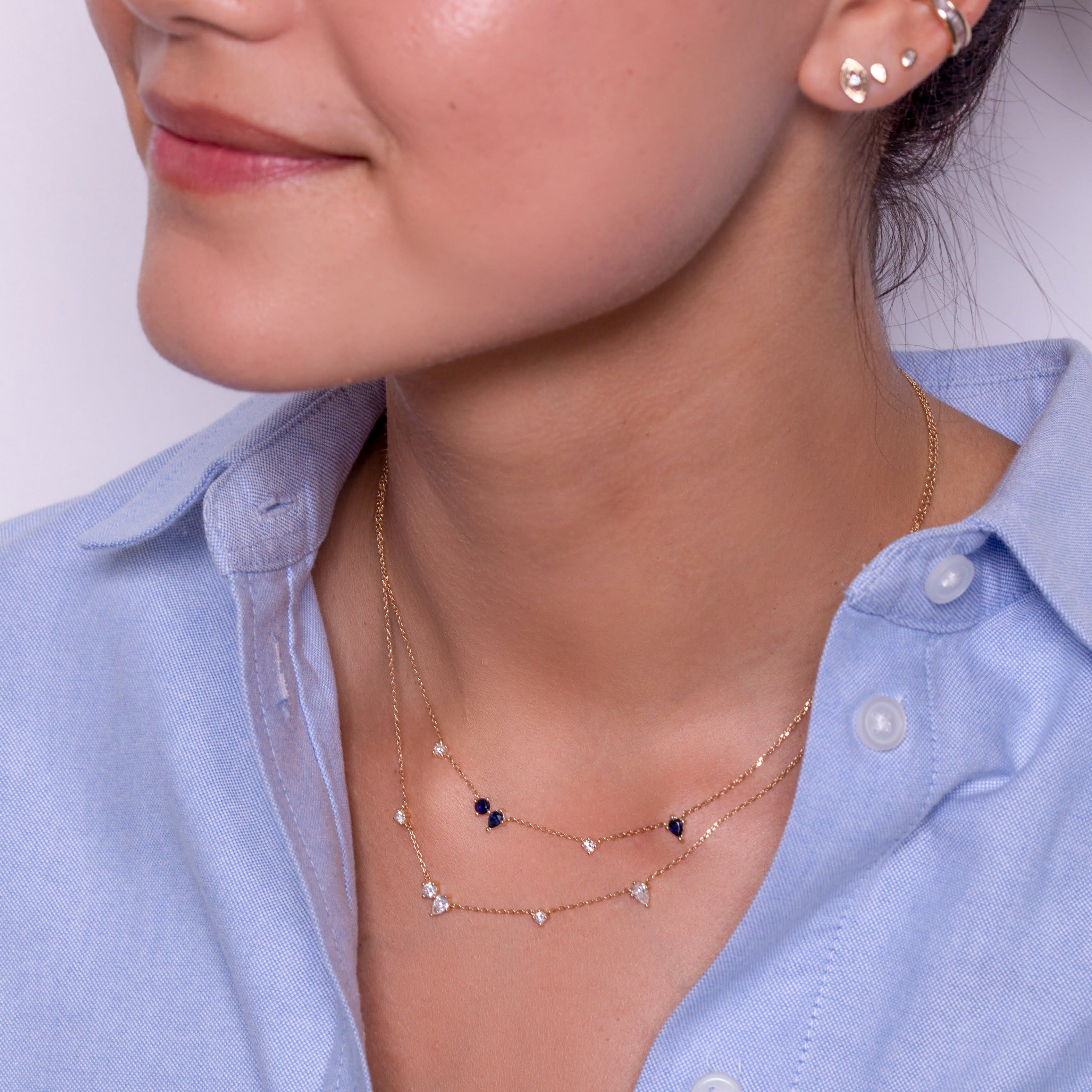 Premier Amigos Sapphire + Diamond Station Necklace