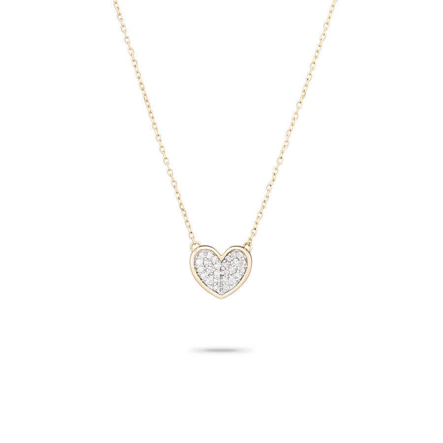 Tiny Pavé Folded Heart Necklace