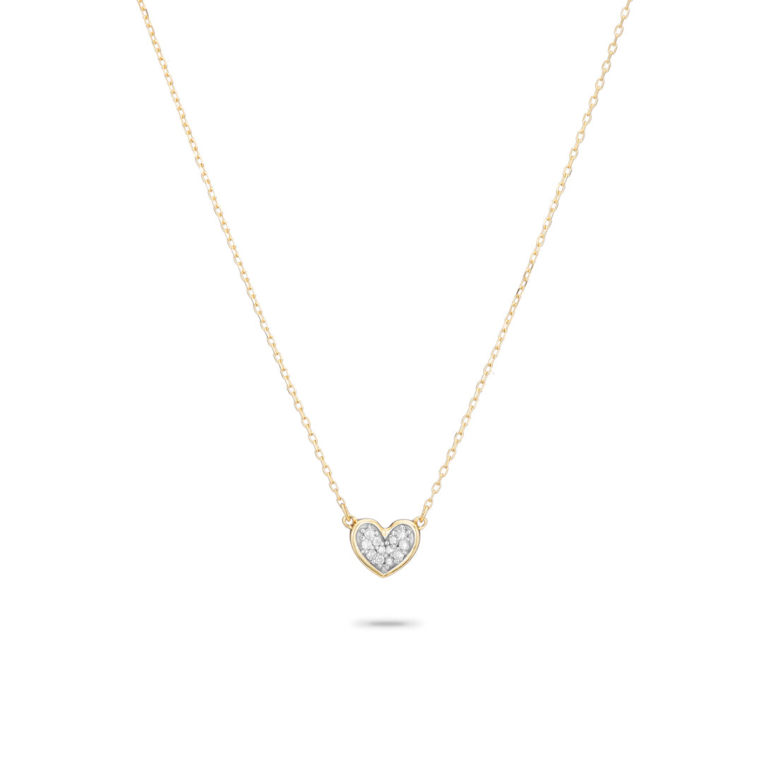 Super Tiny Pavé Folded Heart Necklace