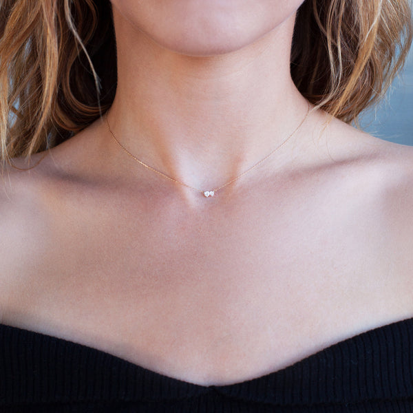 les bon bon】two diamond necklace-