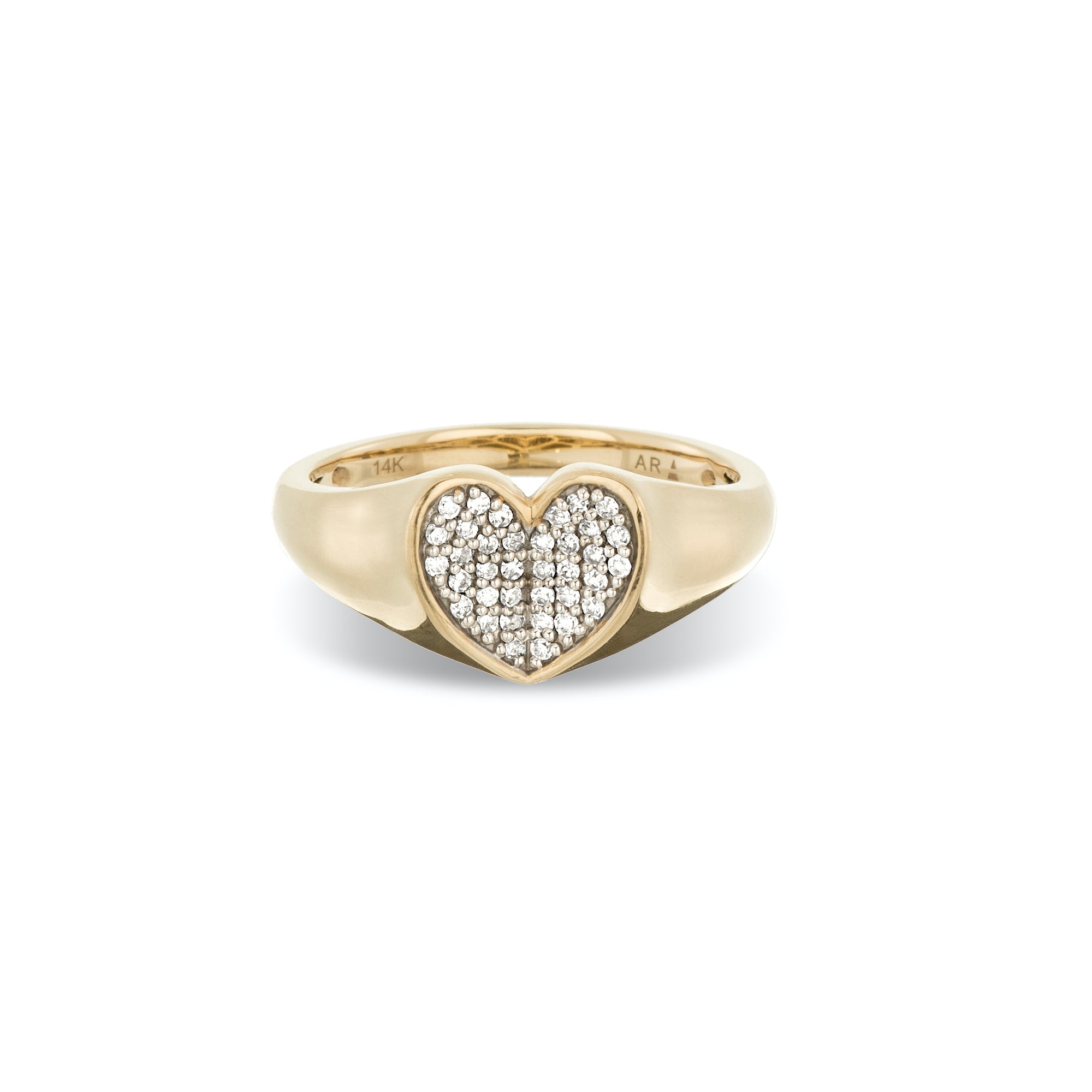 Pavé Folded Heart Signet Ring