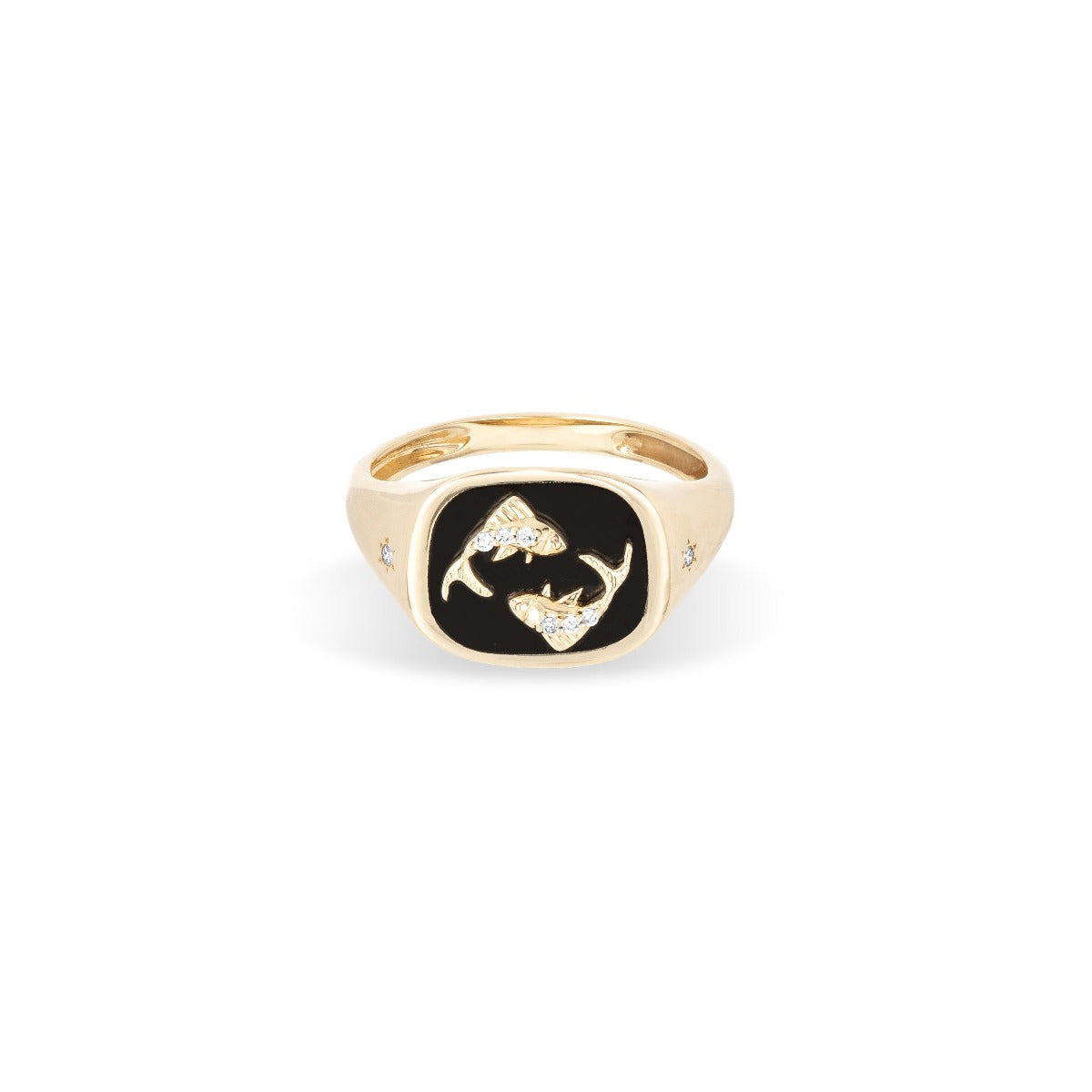 Zodiac Ceramic + Diamond Pisces Signet Ring