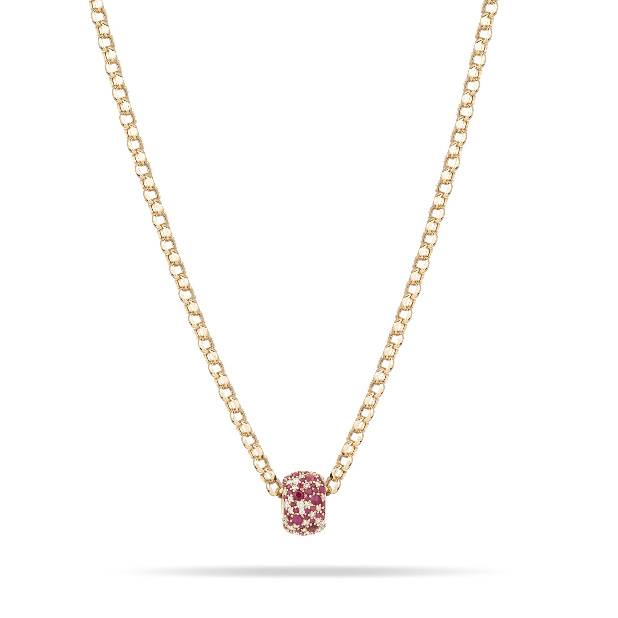 Wide Ruby + Diamond Pavé Big Bead