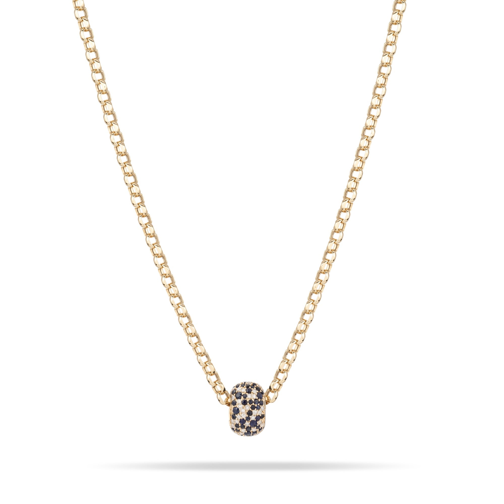 Wide Sapphire + Diamond Pavé Big Bead