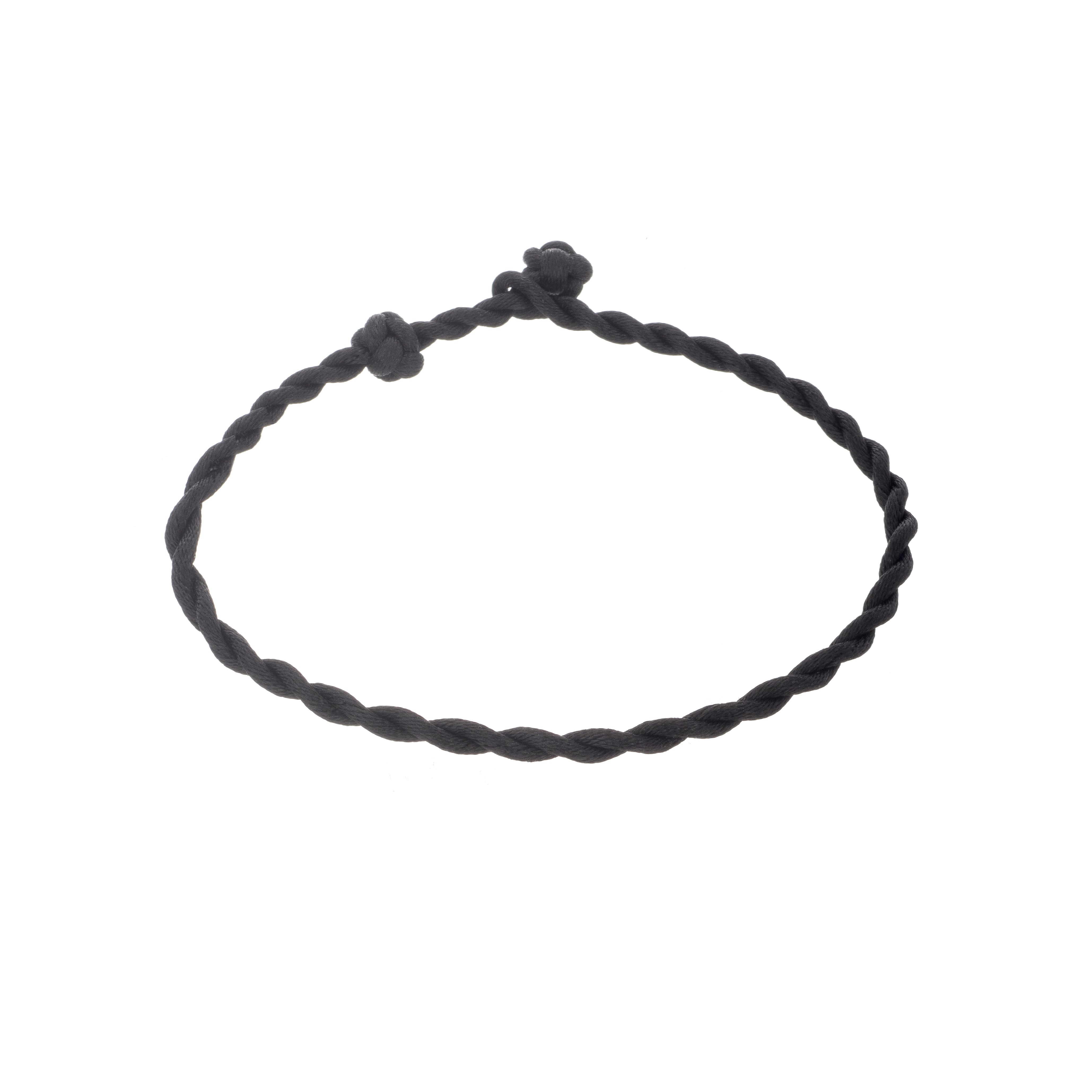 Twisted Braid Black Satin Cord Bracelet