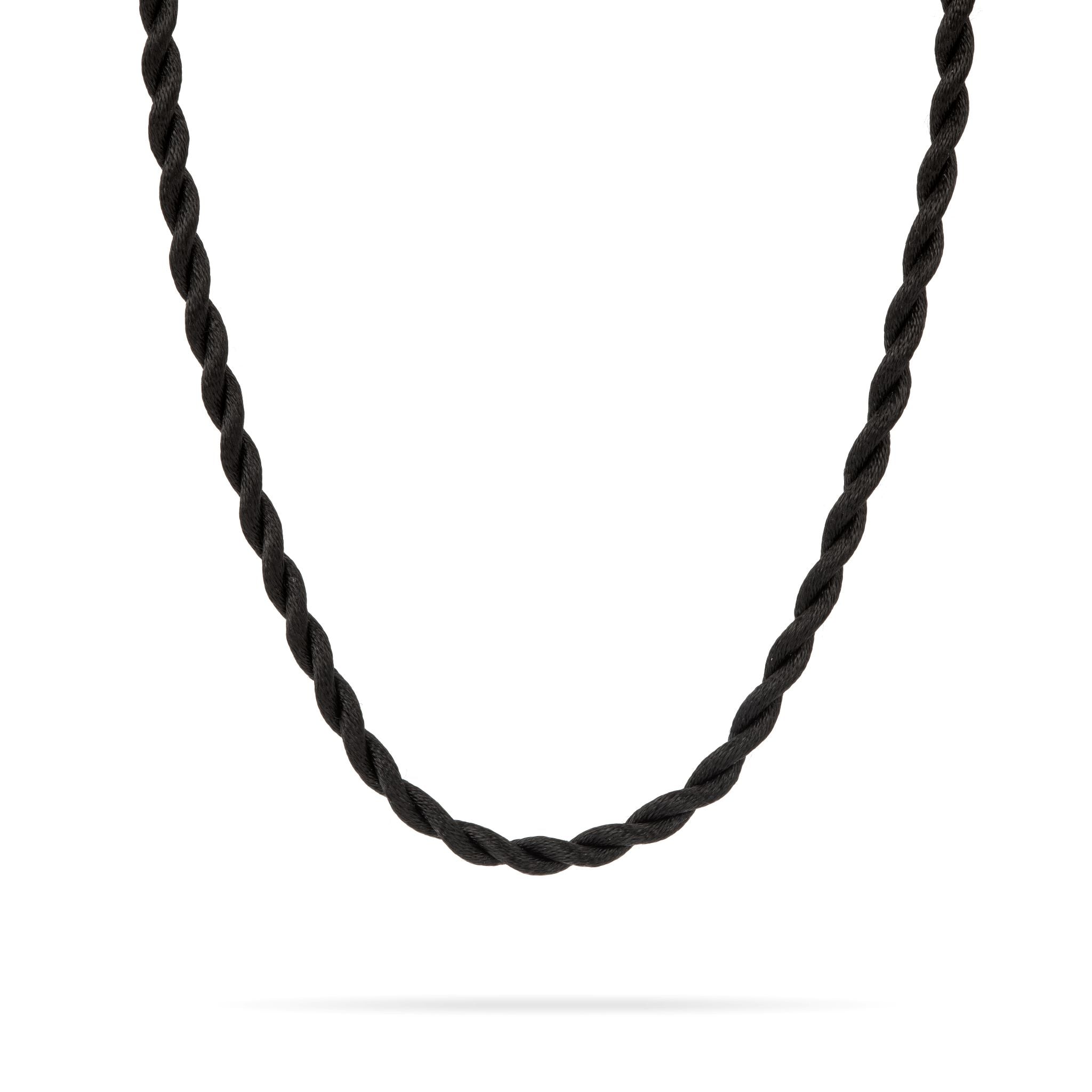 Chunky Twisted Black Satin Cord Necklace for Big Beads