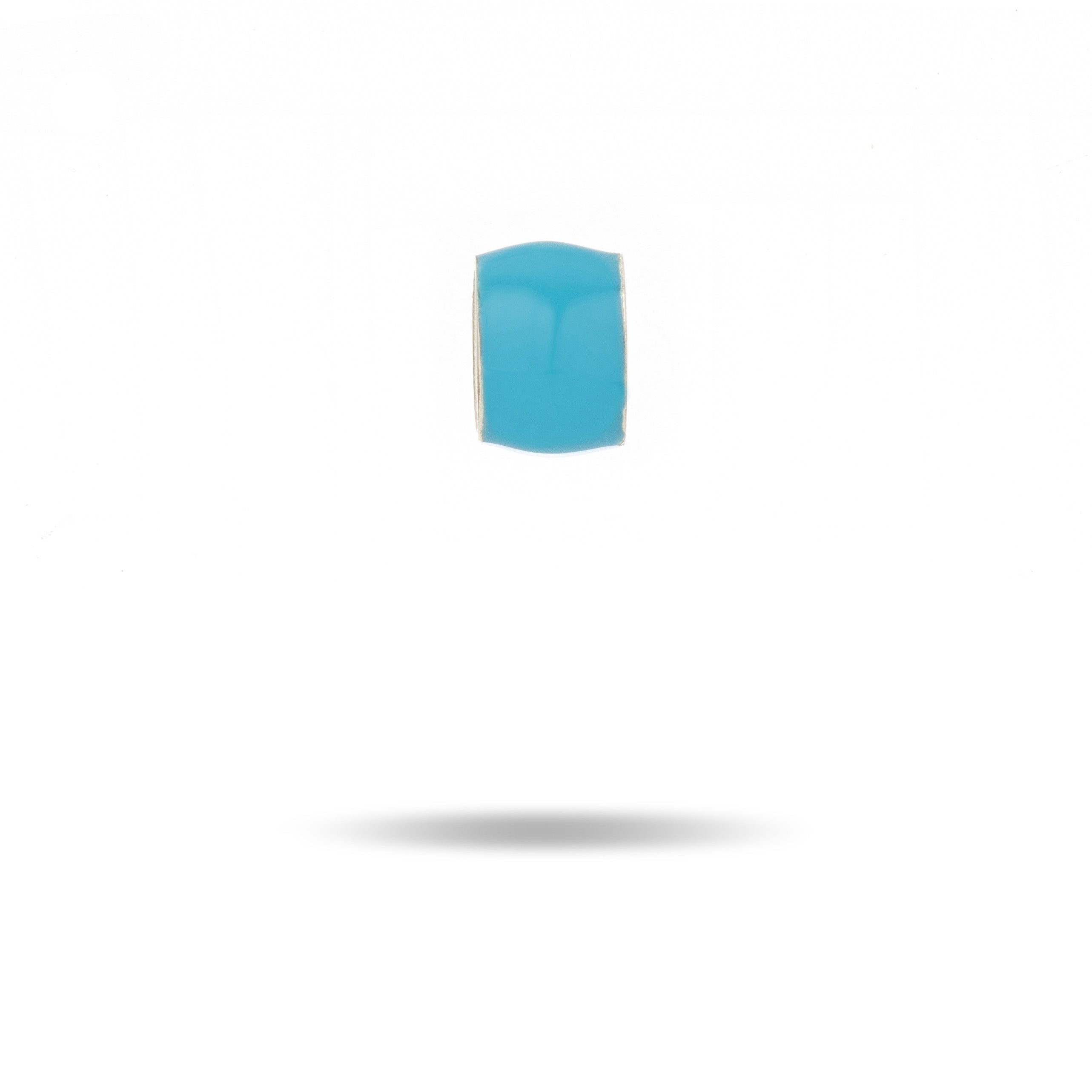 Wide Ocean Blue Enamel Mini Bead