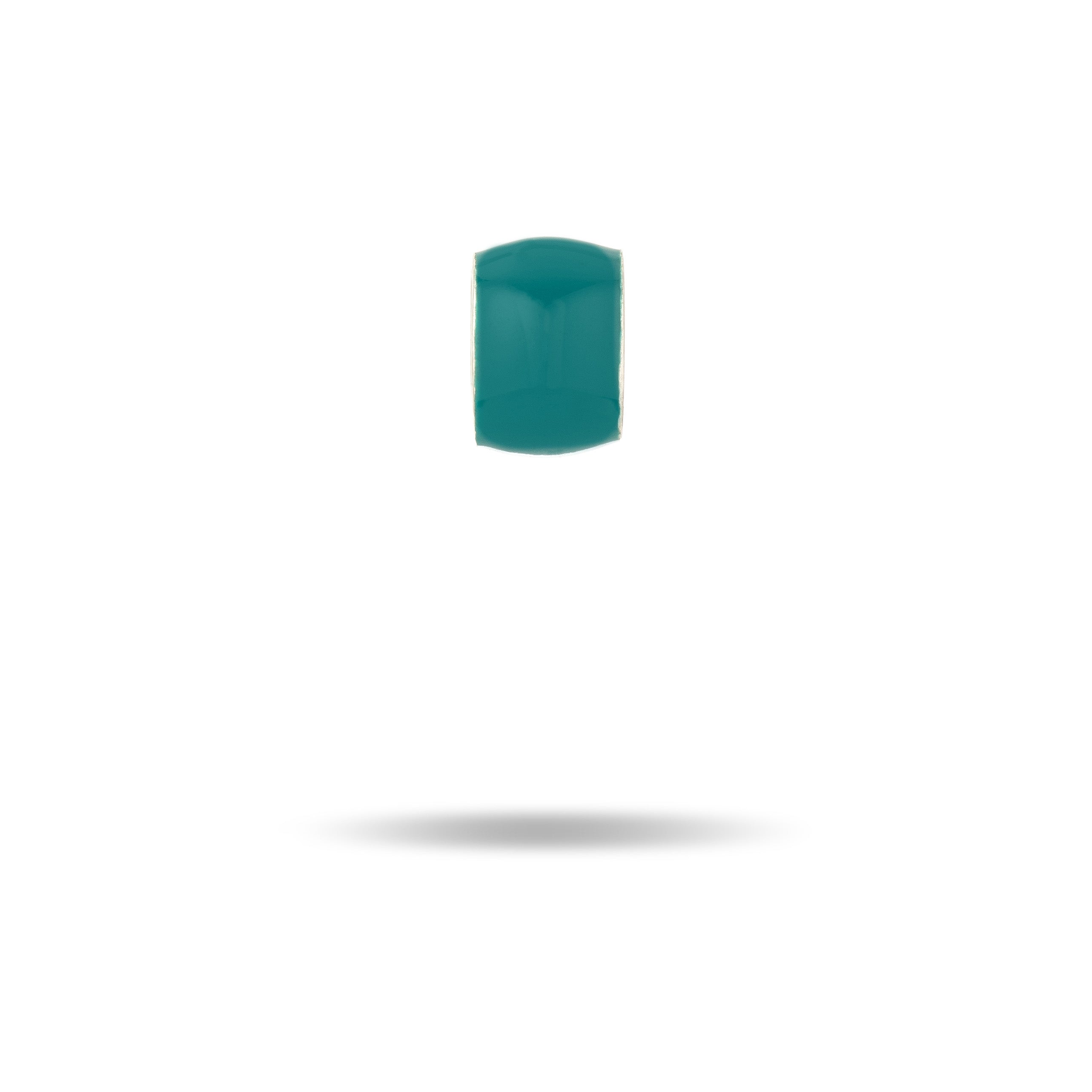 Wide Teal Enamel Mini Bead