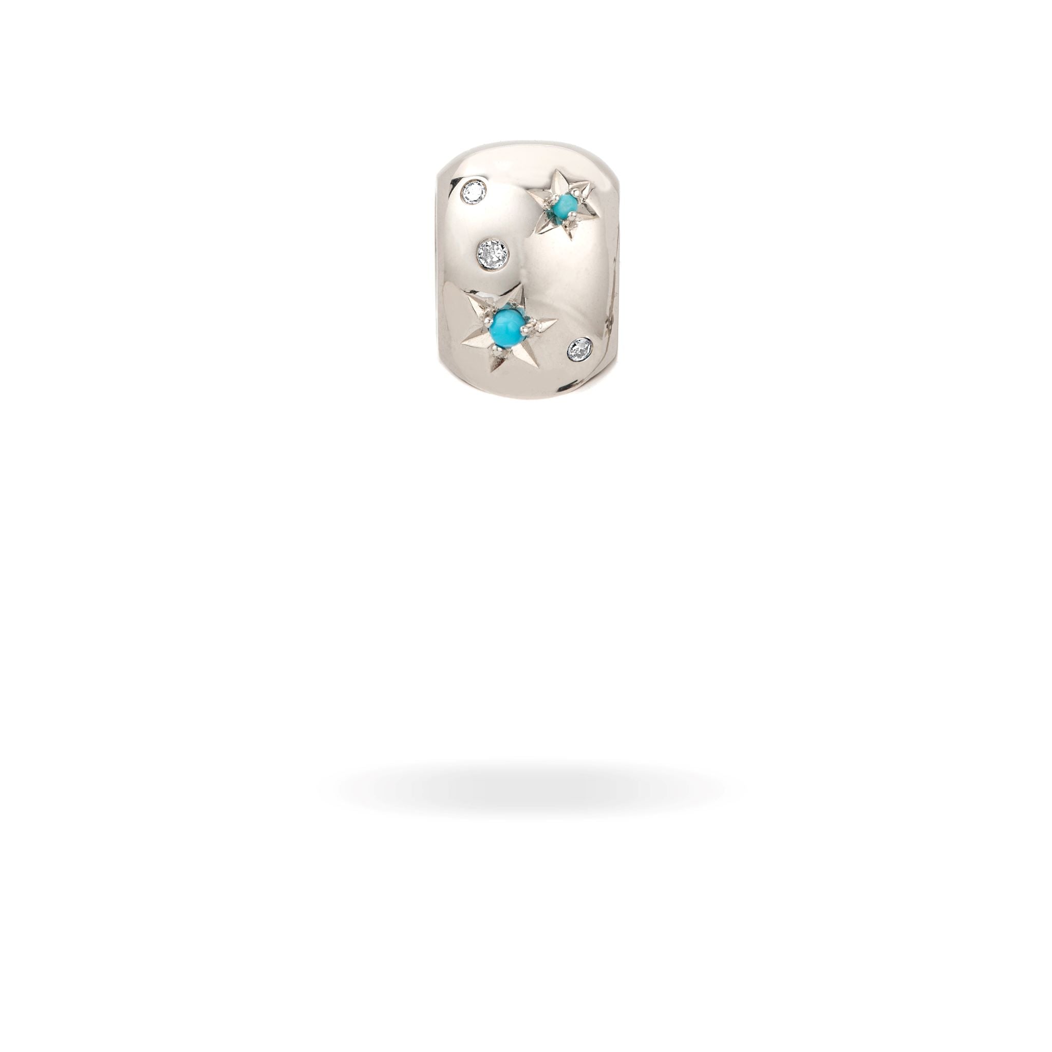 Turquoise + Diamond Celestial Big Bead in Sterling Silver